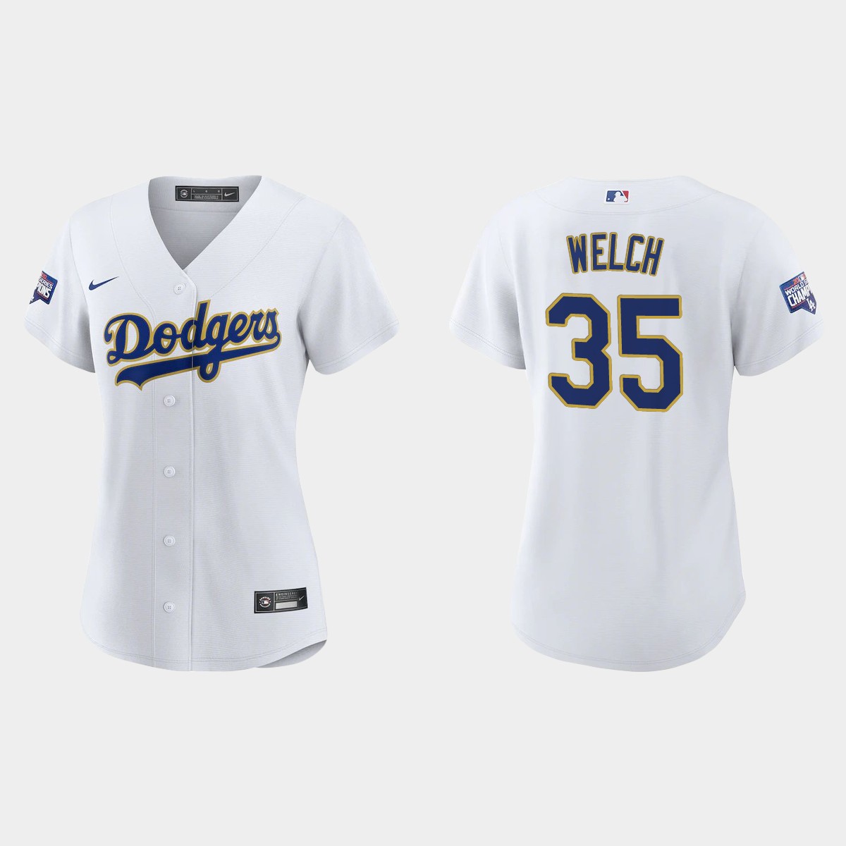 Women's Los Angeles Dodgers Bob Welch 2021 Gold Program White Gold Jersey