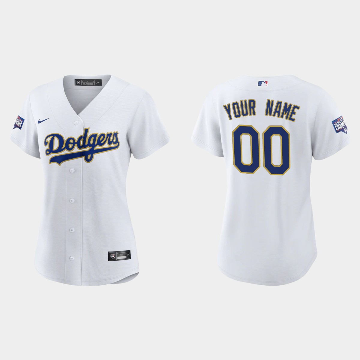 Women's Los Angeles Dodgers Custom 2021 Gold Program White Gold Jersey