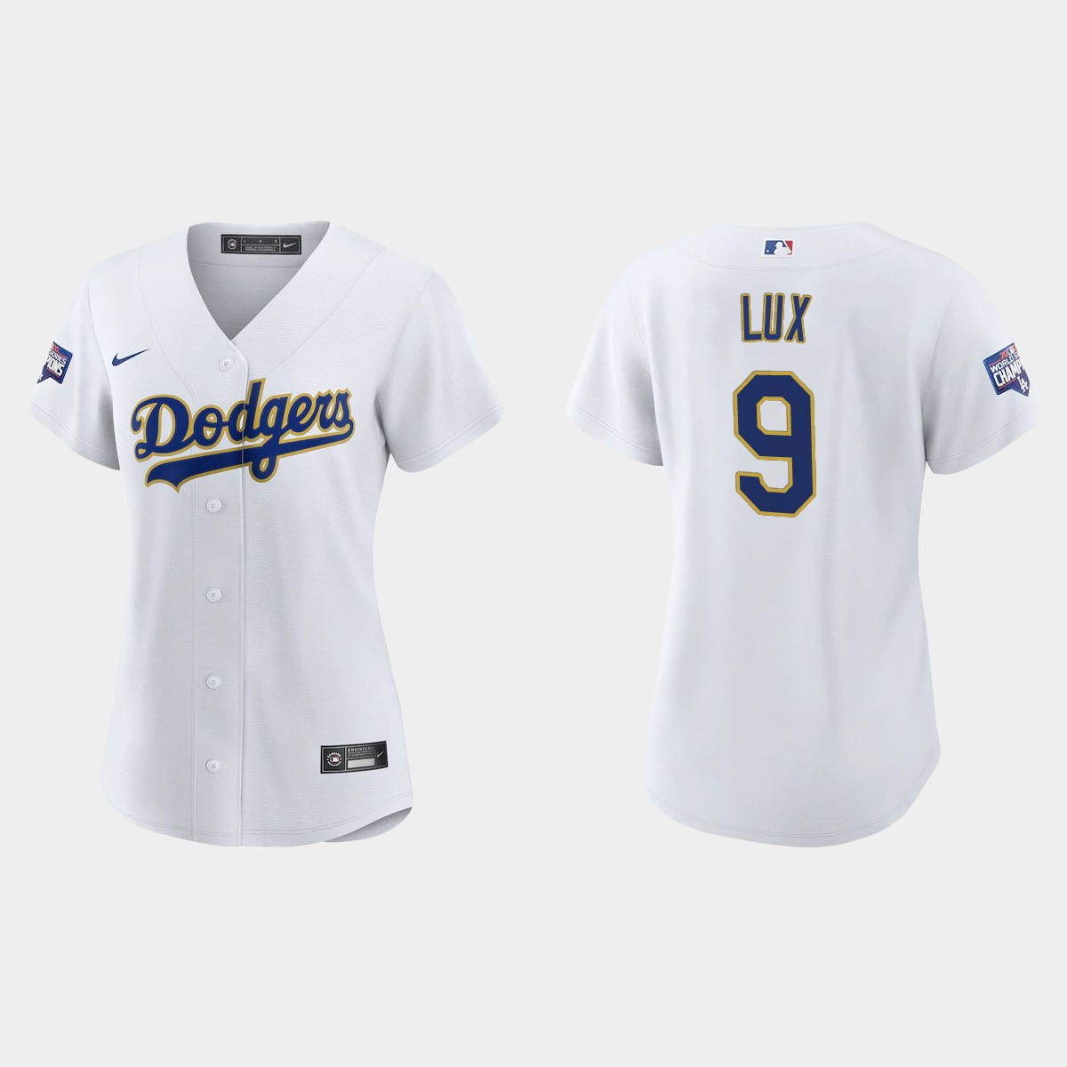 Women's Los Angeles Dodgers Gavin Lux 2021 Gold Program White Gold Jersey