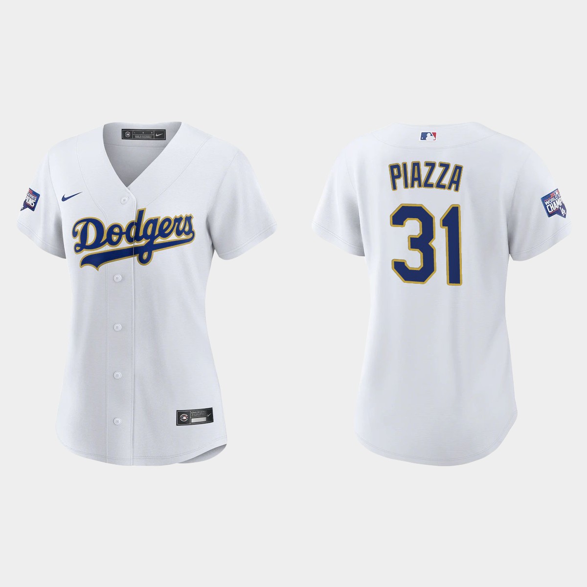 Women's Los Angeles Dodgers Mike Piazza 2021 Gold Program White Gold Jersey