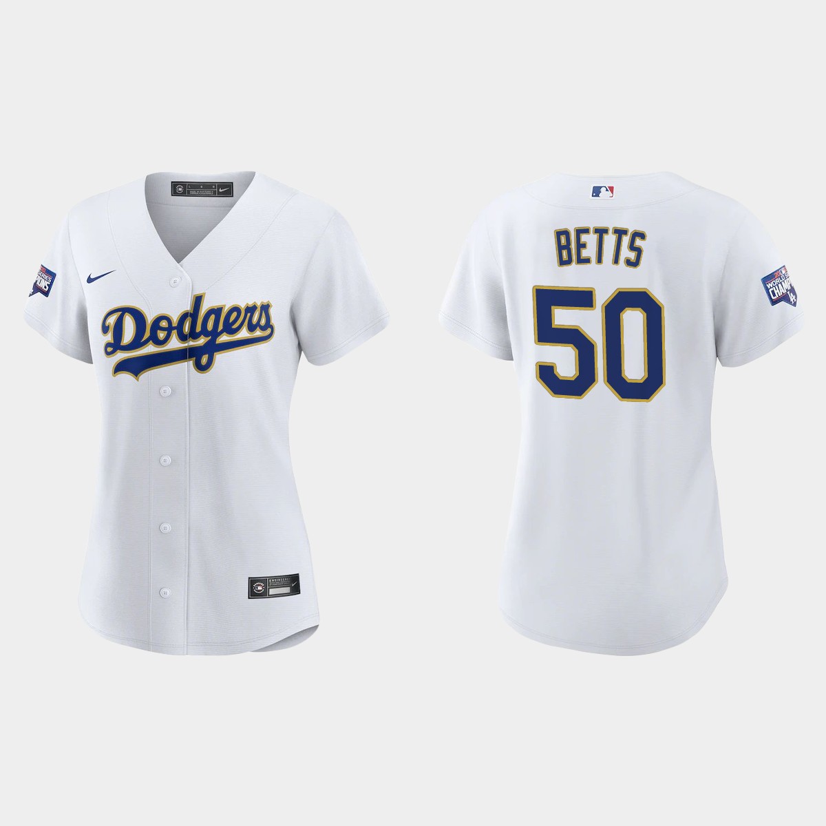 Women's Los Angeles Dodgers Mookie Betts 2021 Gold Program White Gold Jersey