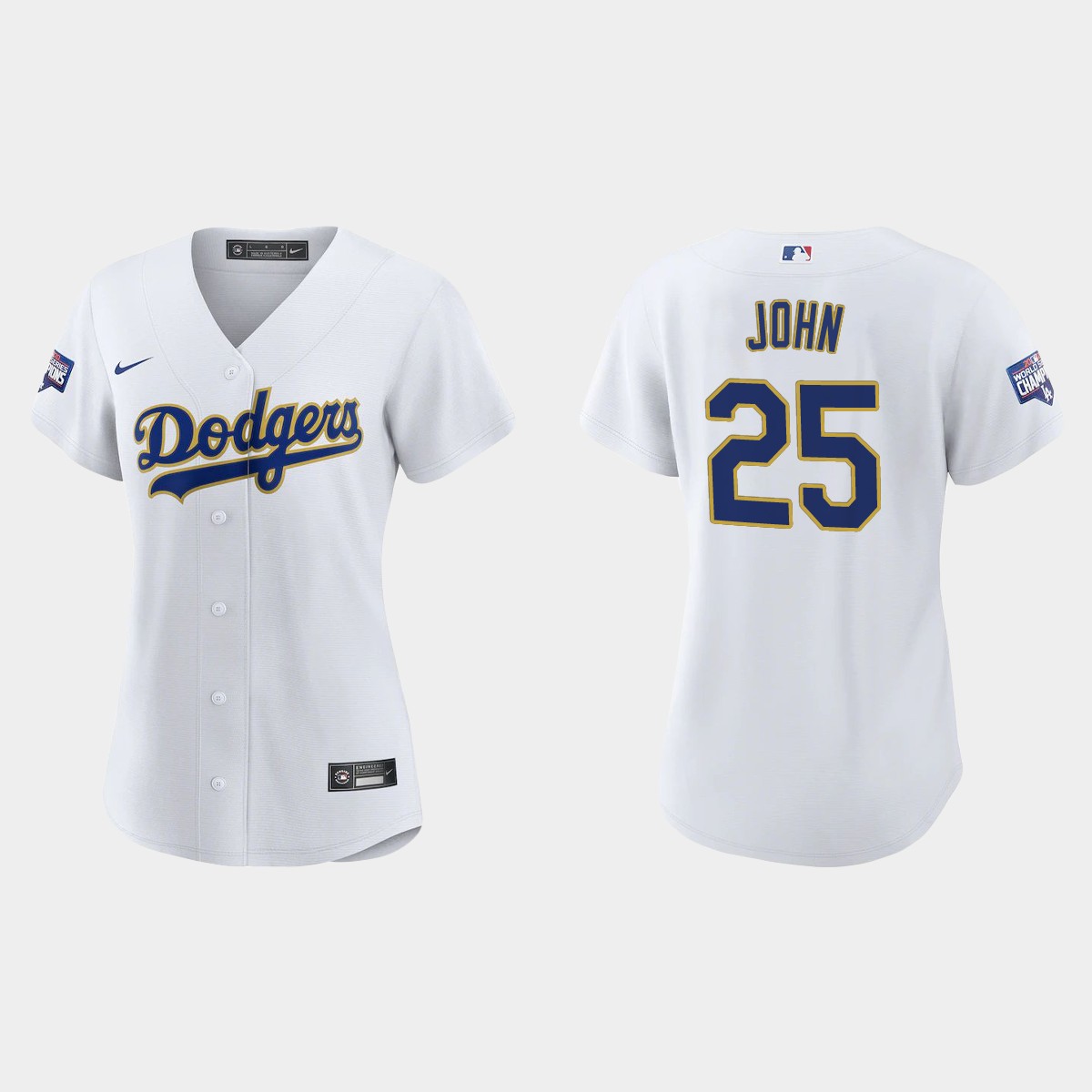 Women's Los Angeles Dodgers Tommy John 2021 Gold Program White Gold Jersey