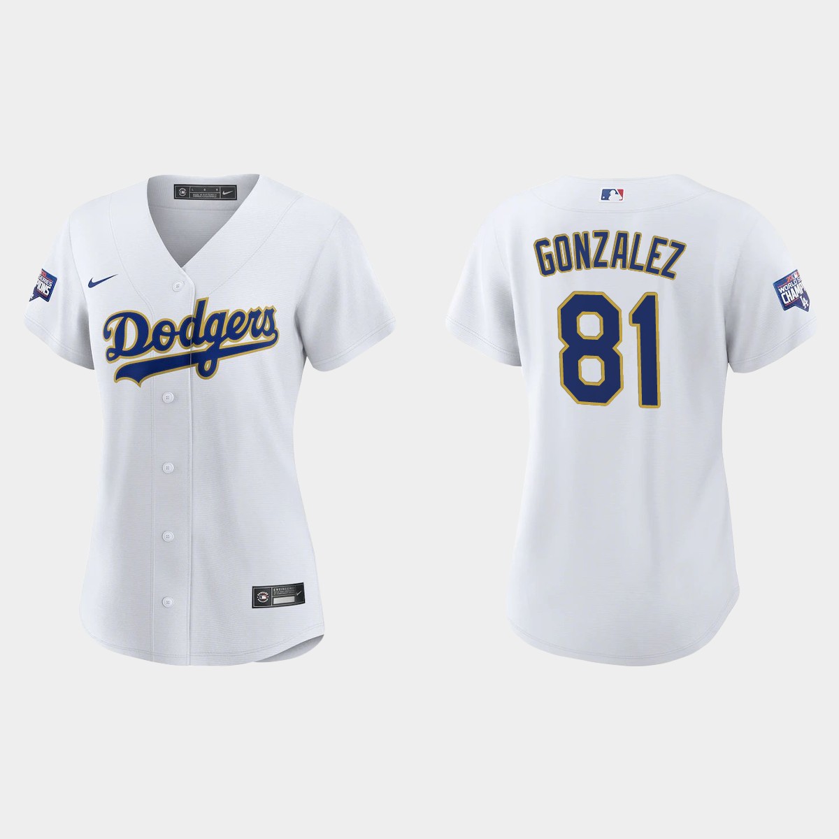 Women's Los Angeles Dodgers Victor Gonzalez 2021 Gold Program White Gold Jersey