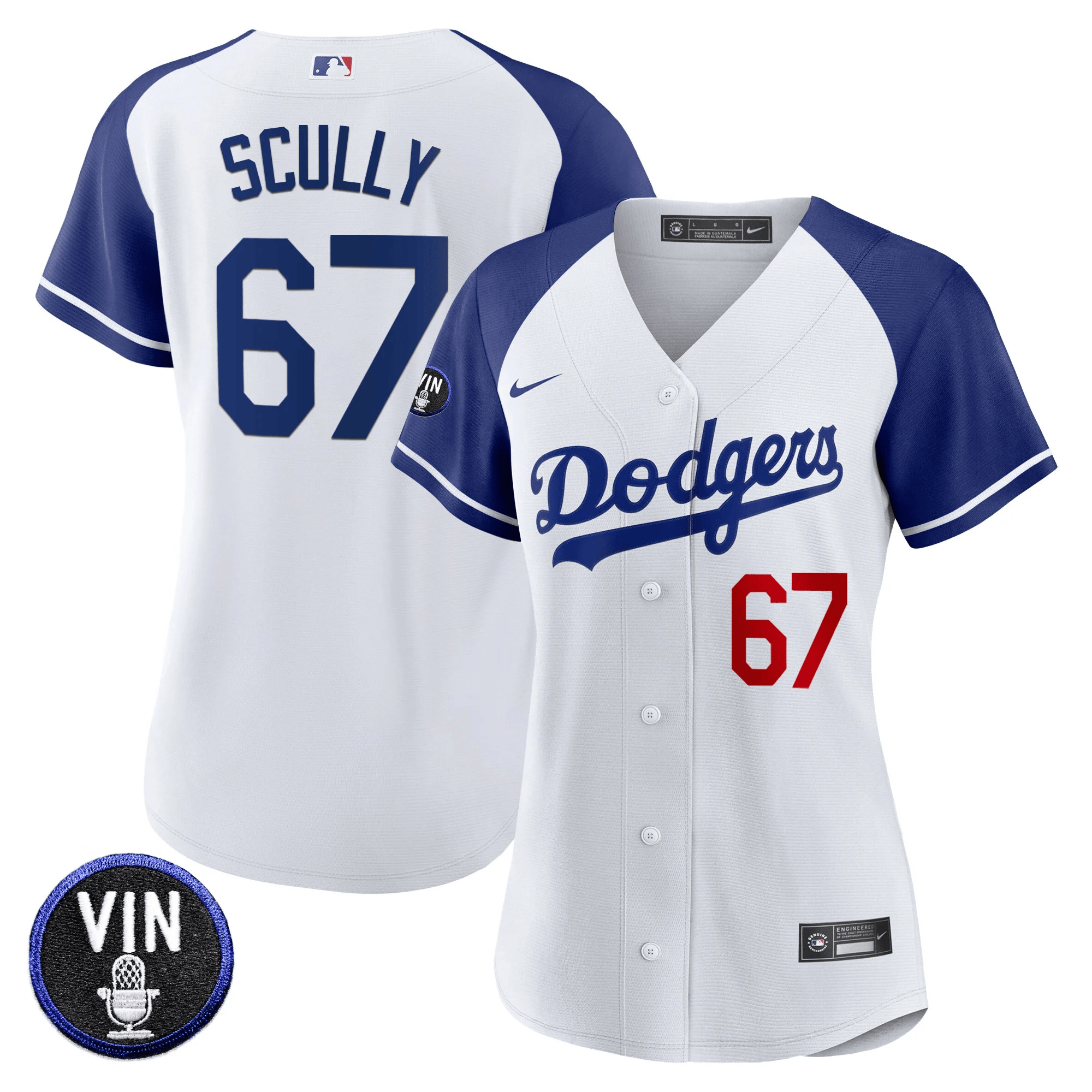 Women's Los Angeles Dodgers Vin Scully Patch Alternate White Jersey - All Stitched