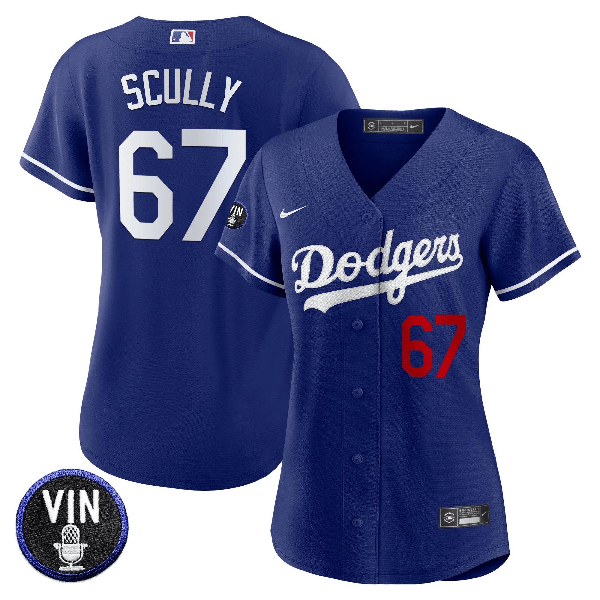 Women's Los Angeles Dodgers Vin Scully Patch Royal Jersey - All Stitched