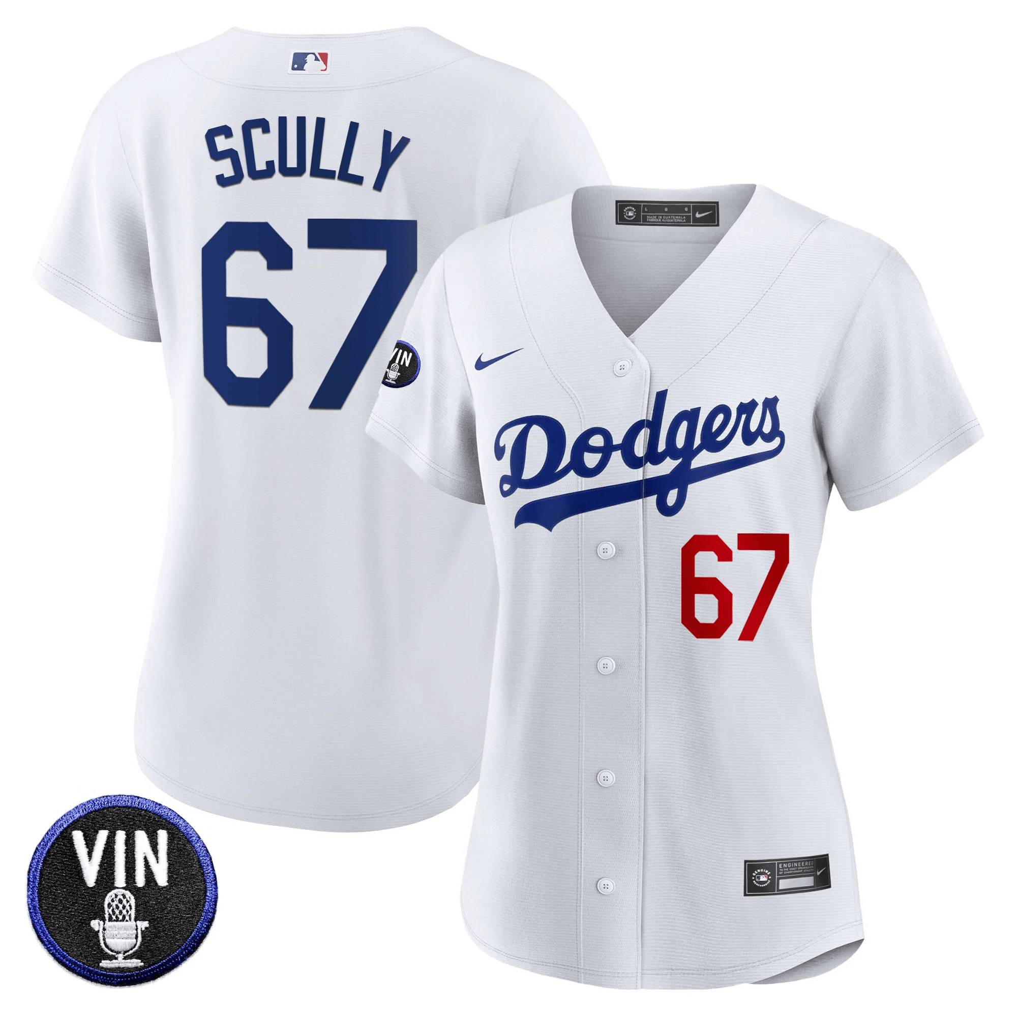 Women's Los Angeles Dodgers Vin Scully Patch White Jersey - All Stitched