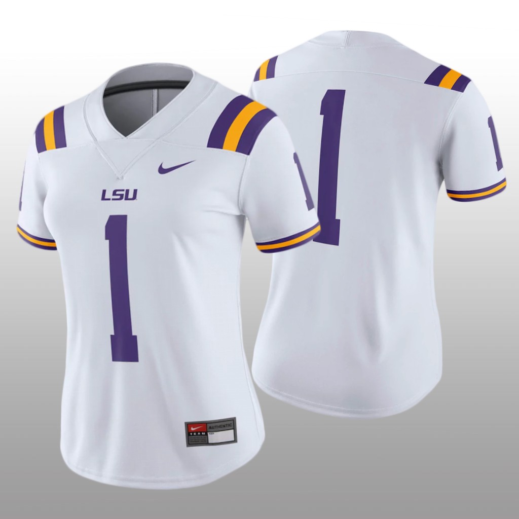 Women's LSU Tigers #1 Game White Jersey