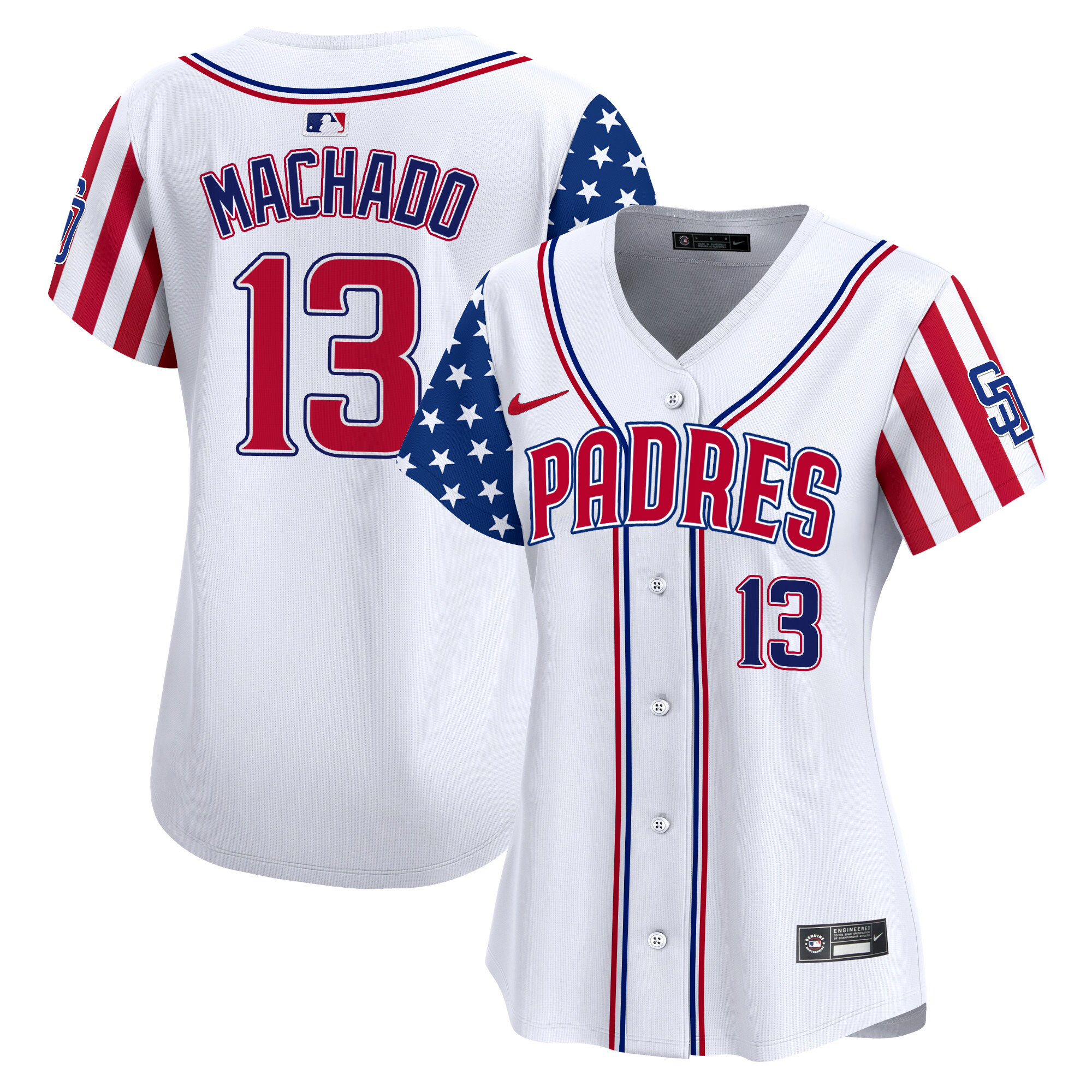 Women's Manny Machado San Diego Padres 2024 Independence Day Vapor Premier Limited White Jersey - All Stitched