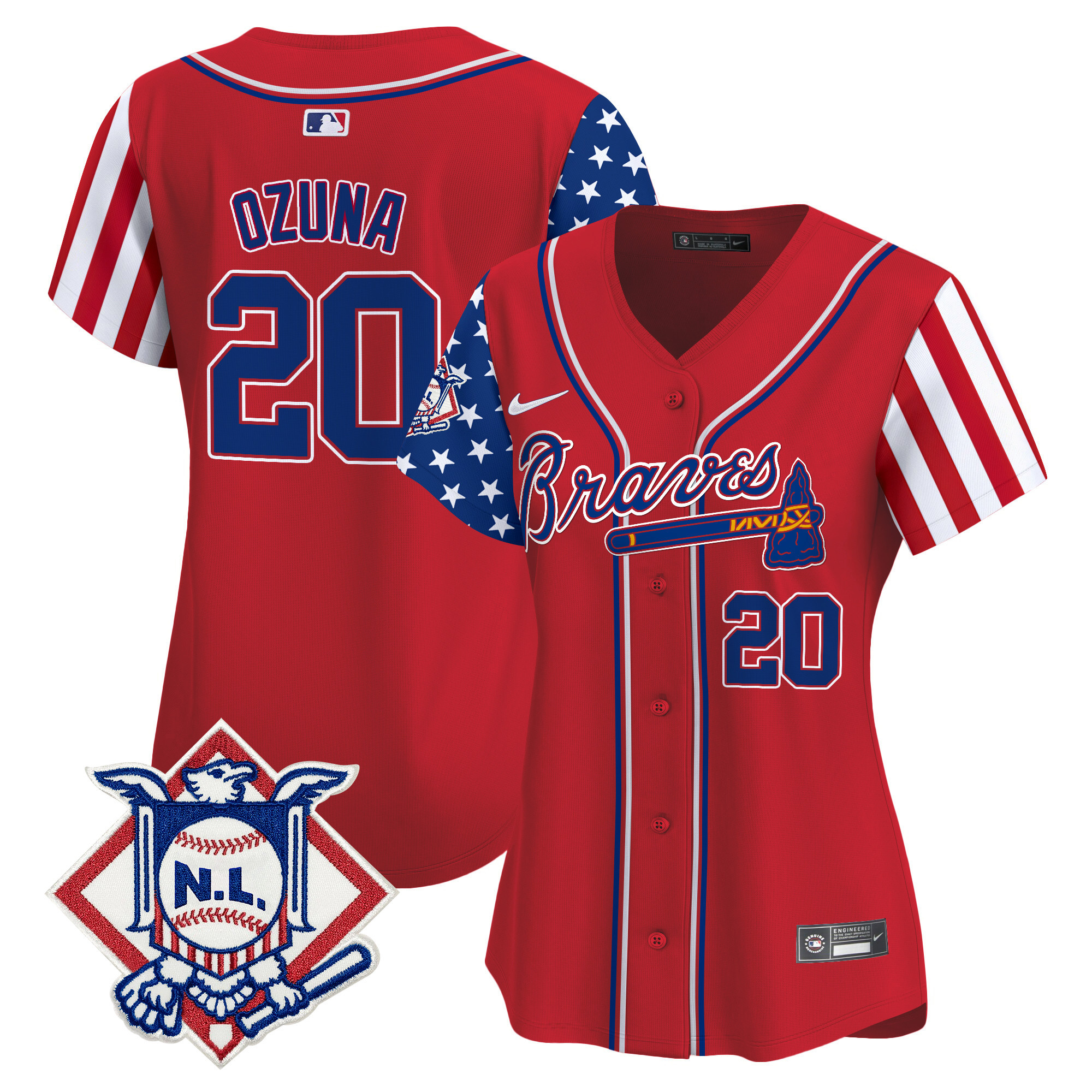 Women's Marcell Ozuna Atlanta Braves 2024 Fourth of July Vapor Premier Limited Red Jersey V2 - All Stitched