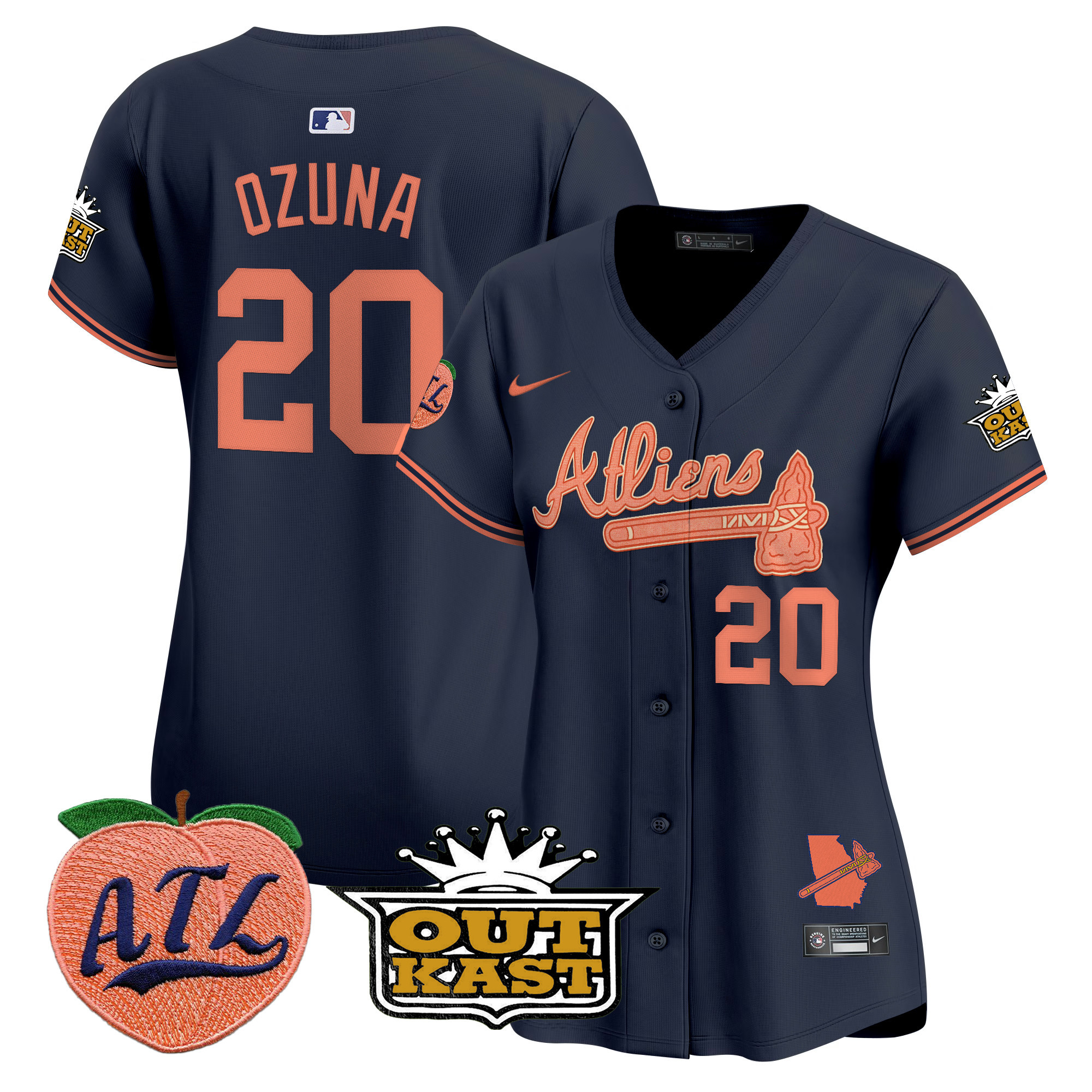 Women's Marcell Ozuna Atlanta Braves Atliens & Peach Vapor Premier Limited Atliens Jersey - All Stitched