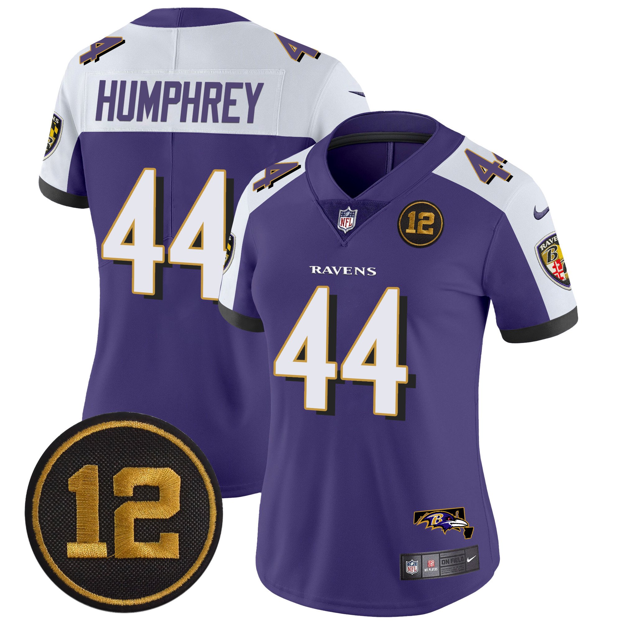 Women's Marlon Humphrey Baltimore Ravens Jacoby Jones Patch Vapor Limited Purple Alternate Jersey - All Stitched