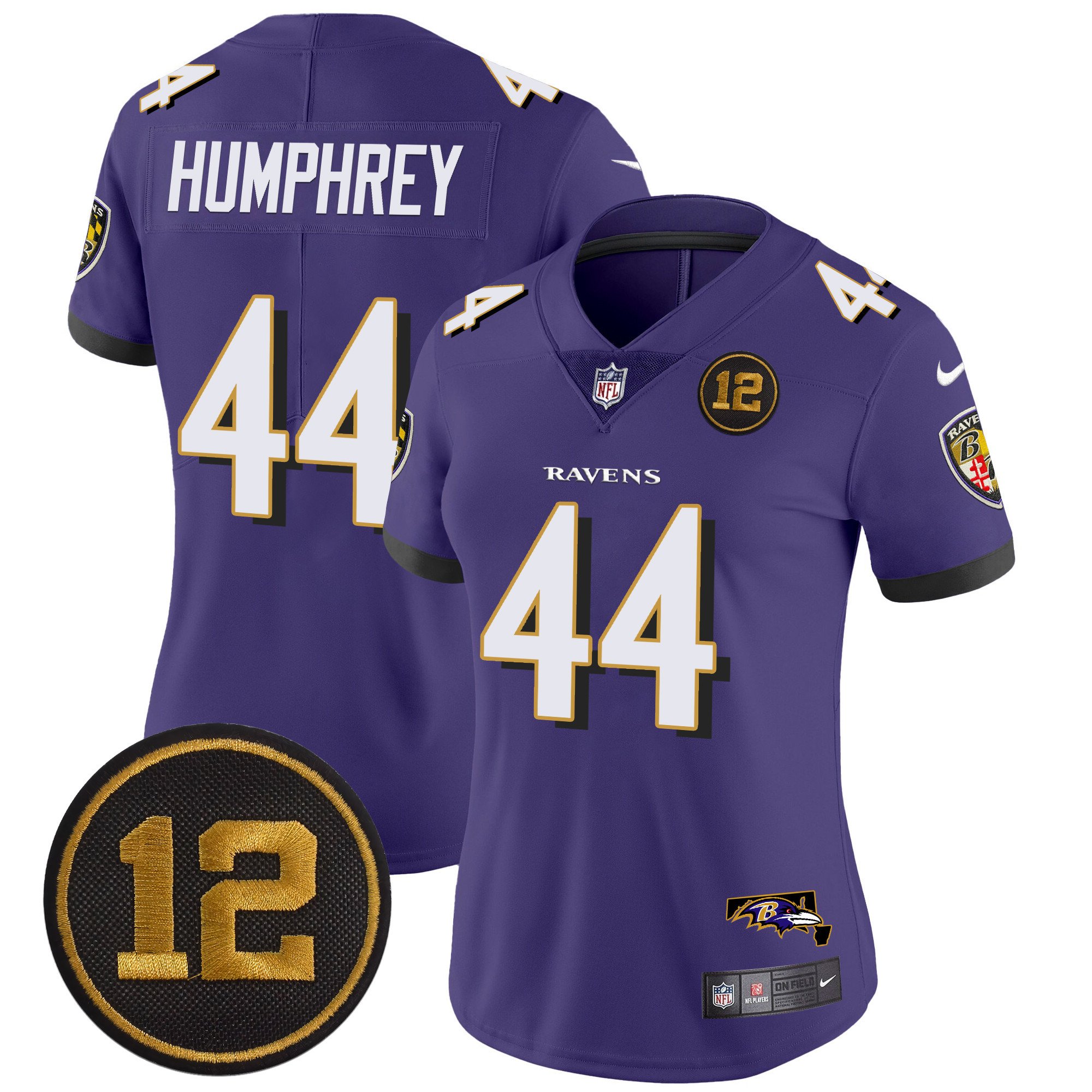 Women's Marlon Humphrey Baltimore Ravens Jacoby Jones Patch Vapor Limited Purple Jersey - All Stitched