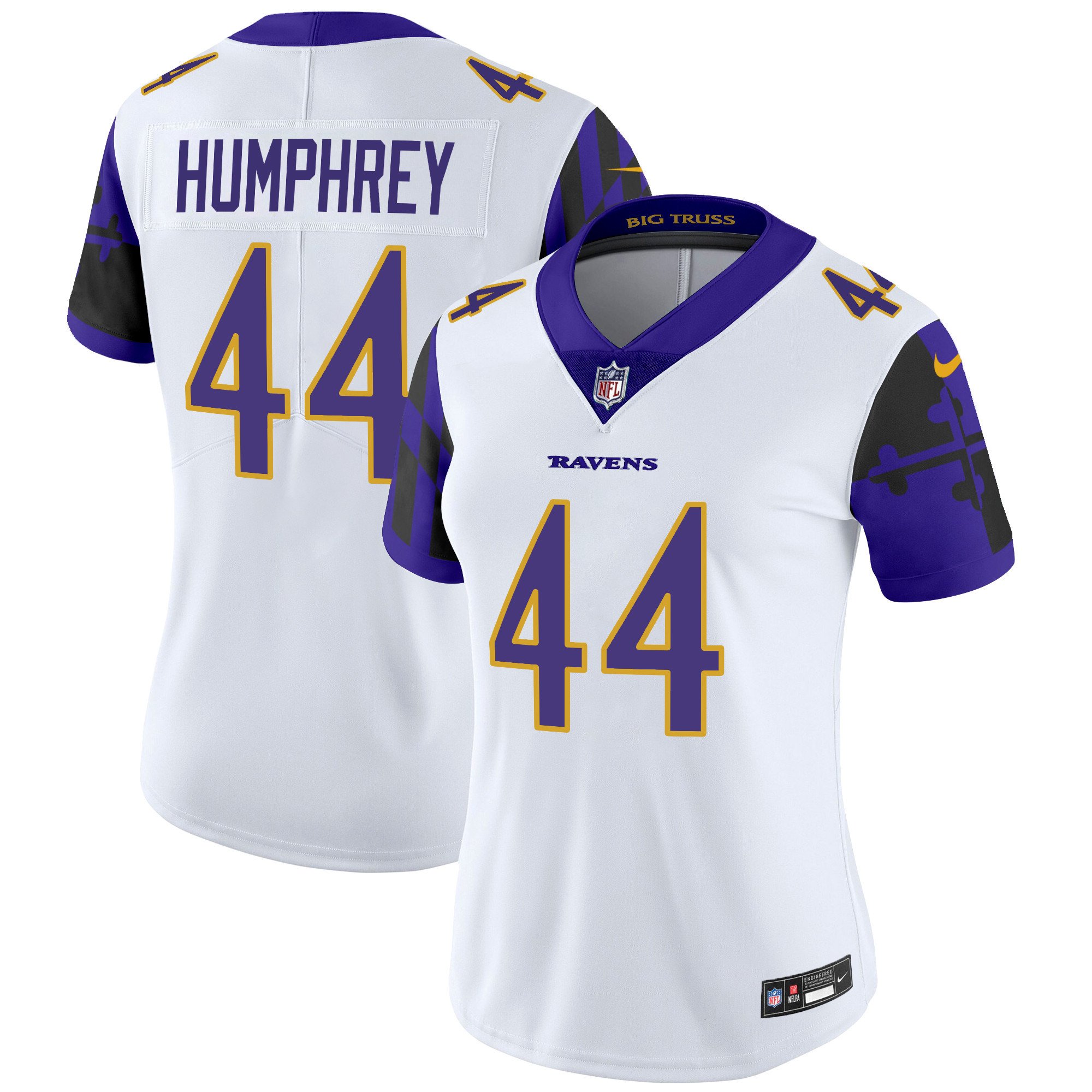 Women's Marlon Humphrey Baltimore Ravens Maryland Flag Vapor Limited White Jersey - All Stitched