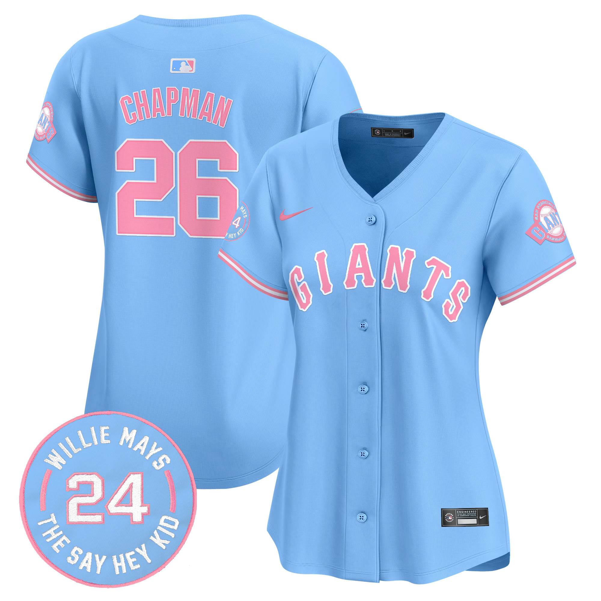 Women's Matt Chapman Unisex San Francisco Giants Bubblegum Pink Vapor Premier Limited Light Blue Jersey - All Stitched