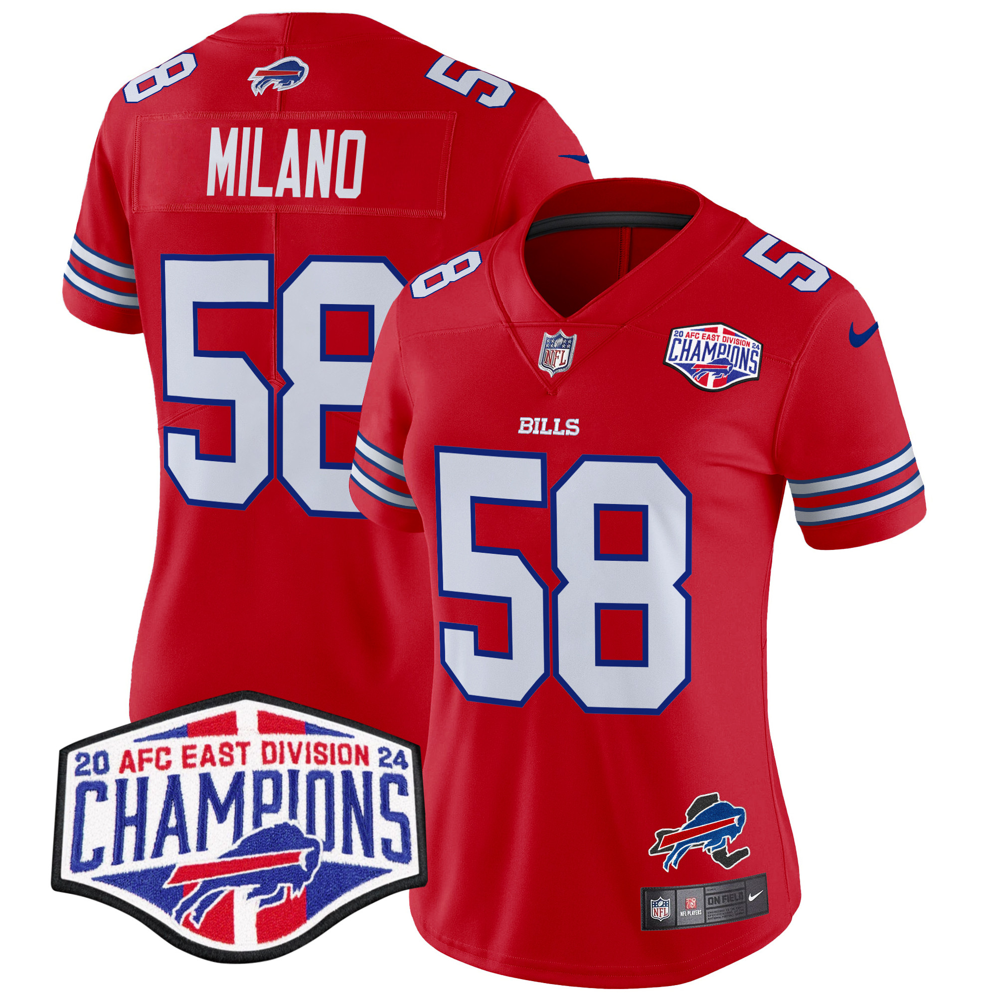 Women's Matt Milano Buffalo Bills 2024 AFC East Division Champions Vapor Limited Red Jersey - All Stitched
