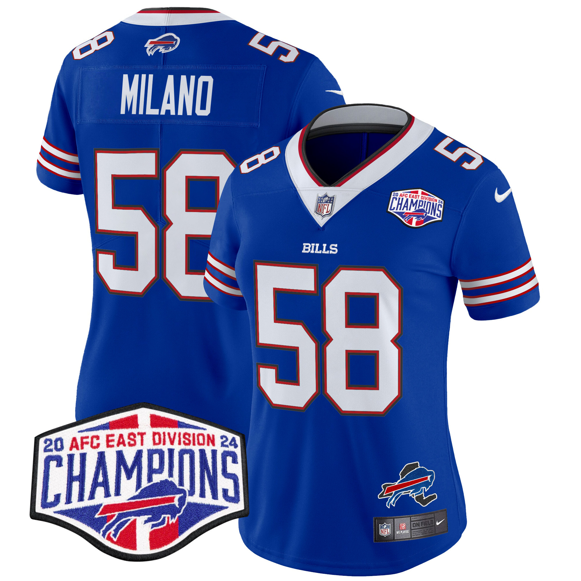 Women's Matt Milano Buffalo Bills 2024 AFC East Division Champions Vapor Limited Royal Jersey - All Stitched