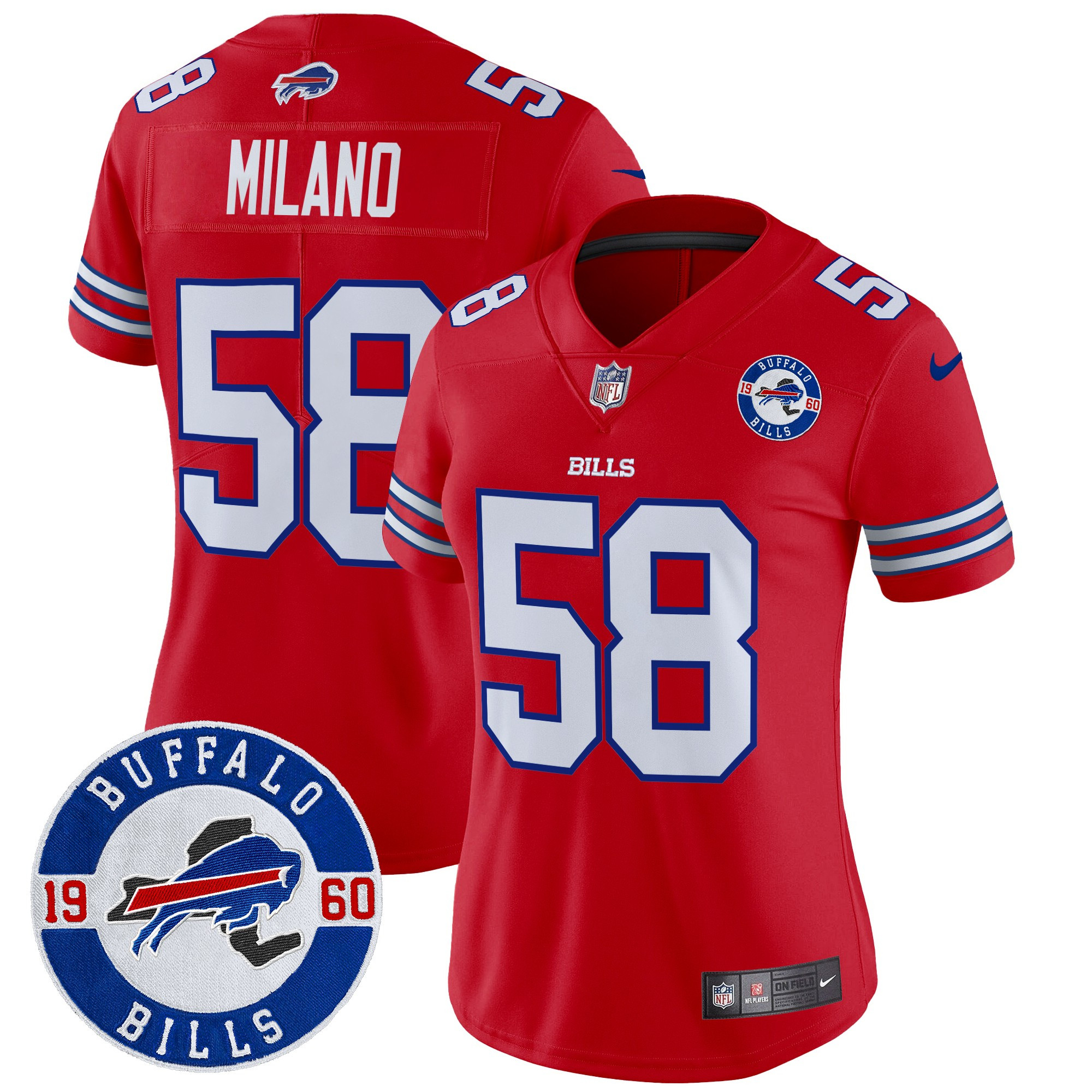 Women's Matt Milano Buffalo Bills 2024 Vapor Limited Red Jersey - All Stitched