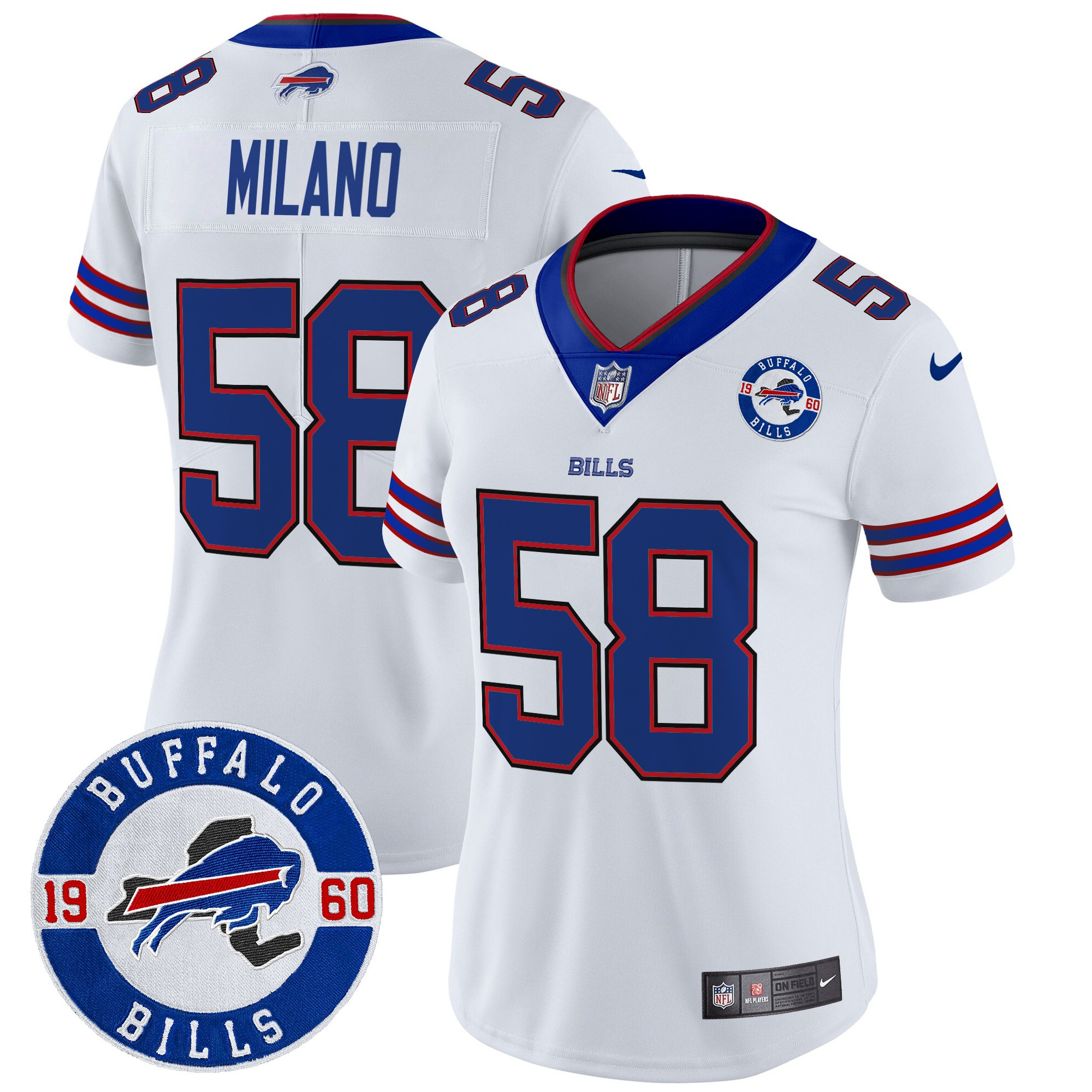 Women's Matt Milano Buffalo Bills 2024 Vapor Limited White Jersey - All Stitched