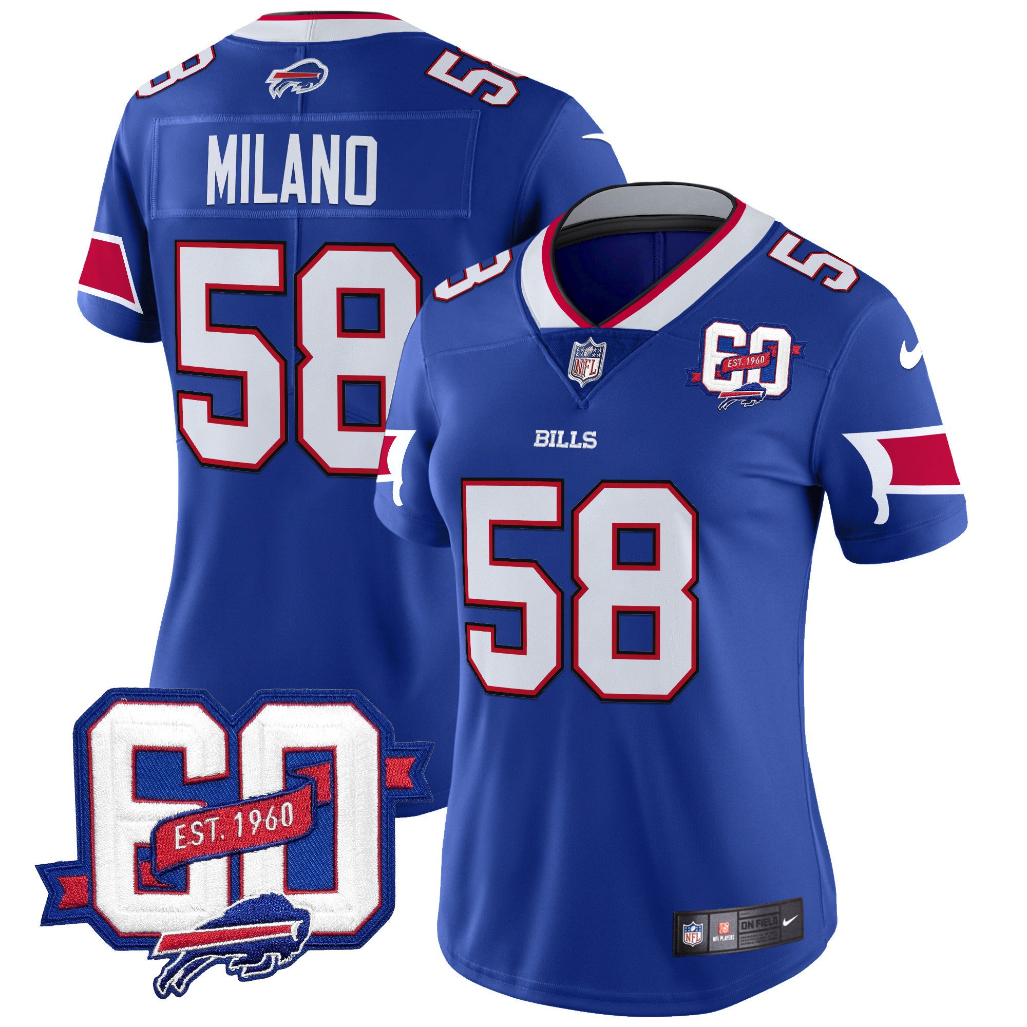 Women's Matt Milano Buffalo Bills 60th Anniversary Patch Vapor Limited Royal Jersey - All Stitched
