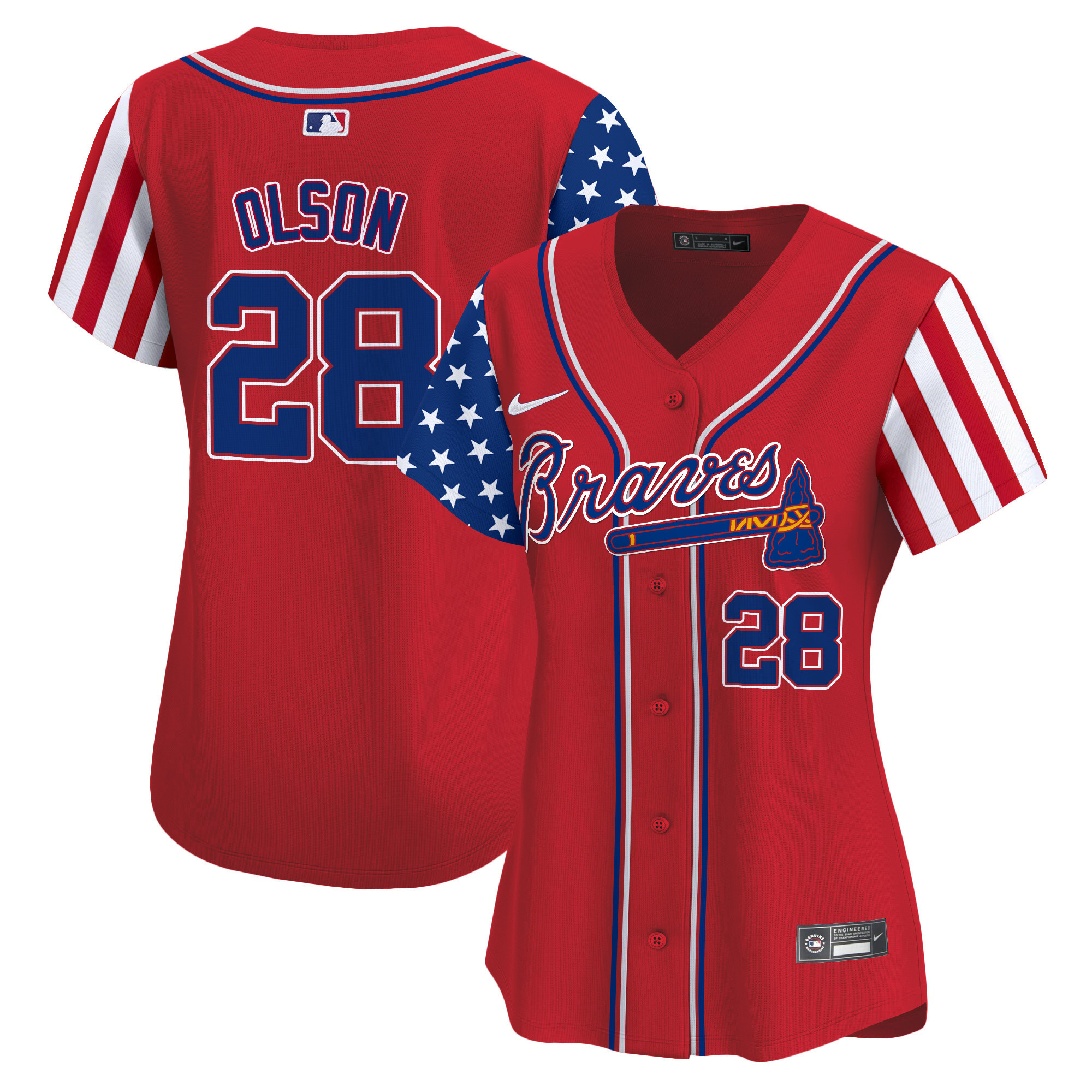 Women's Matt Olson Atlanta Braves 2024 Independence Day Vapor Premier Limited Red Jersey - All Stitched