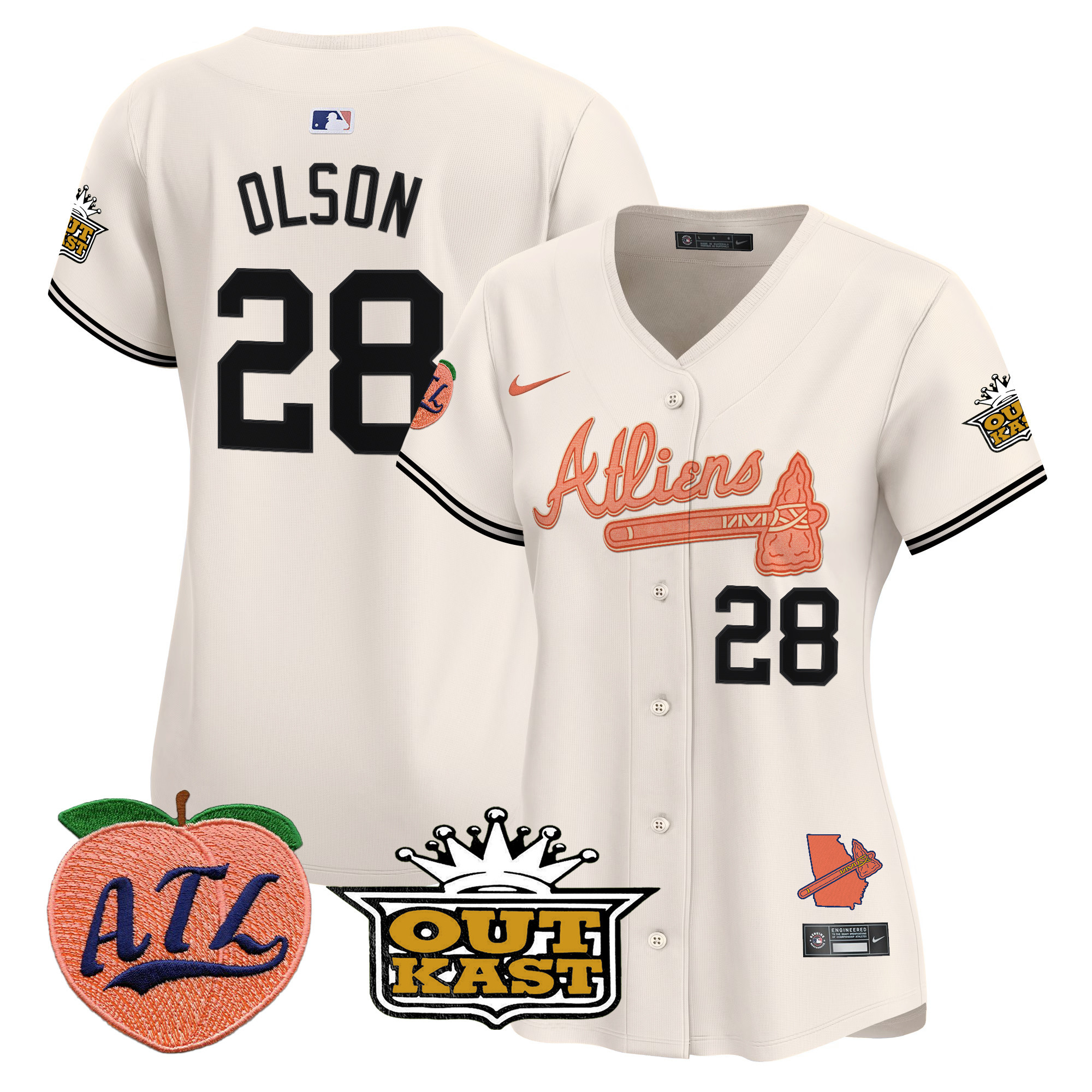 Women's Matt Olson Atlanta Braves Atliens & Peach Vapor Premier Limited Cream Jersey - All Stitched