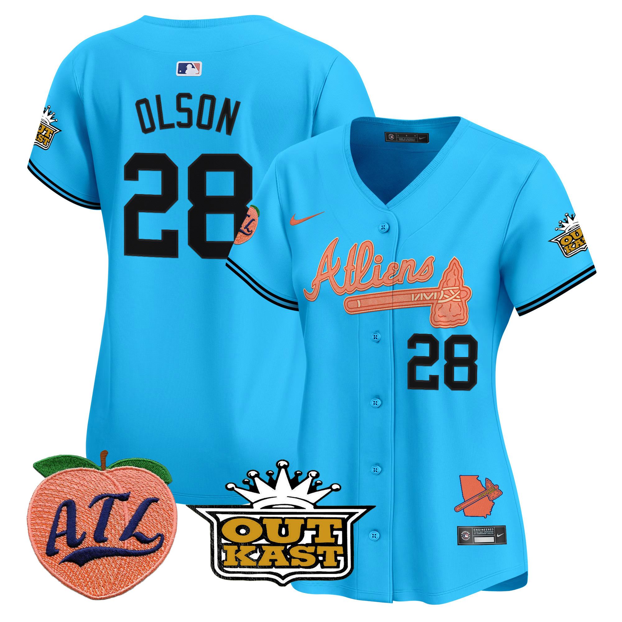 Women's Matt Olson Atlanta Braves Atliens & Peach Vapor Premier Limited Light Blue Jersey - All Stitched