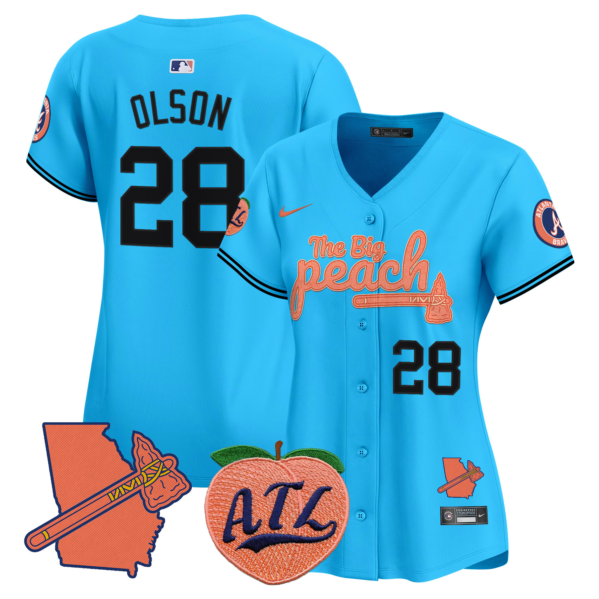 Women's Matt Olson Atlanta Braves The Big Peach Vapor Premier Limited Light Blue Jersey V2 - All Stitched