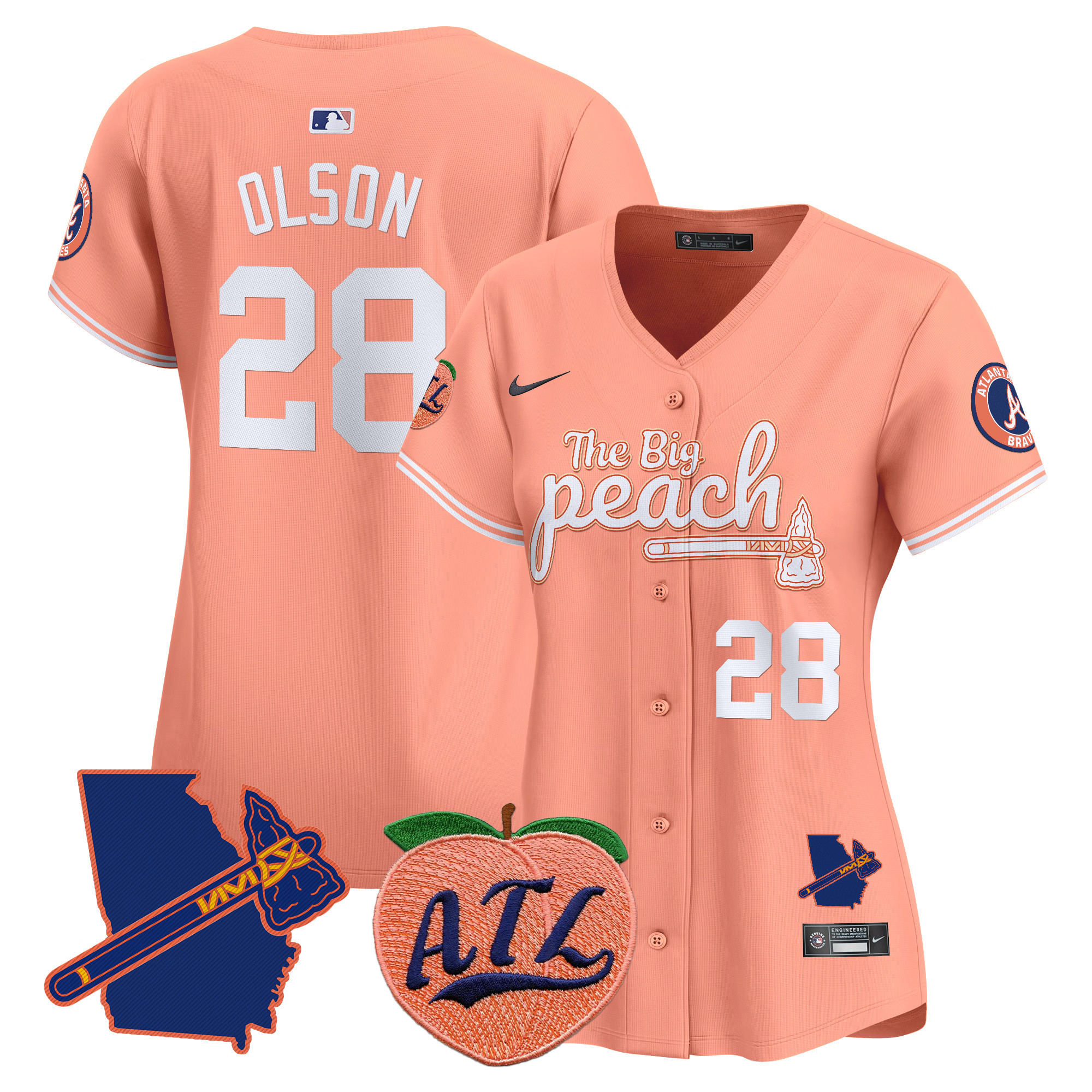 Women's Matt Olson Atlanta Braves The Big Peach Vapor Premier Limited Peach Jersey V2 - All Stitched