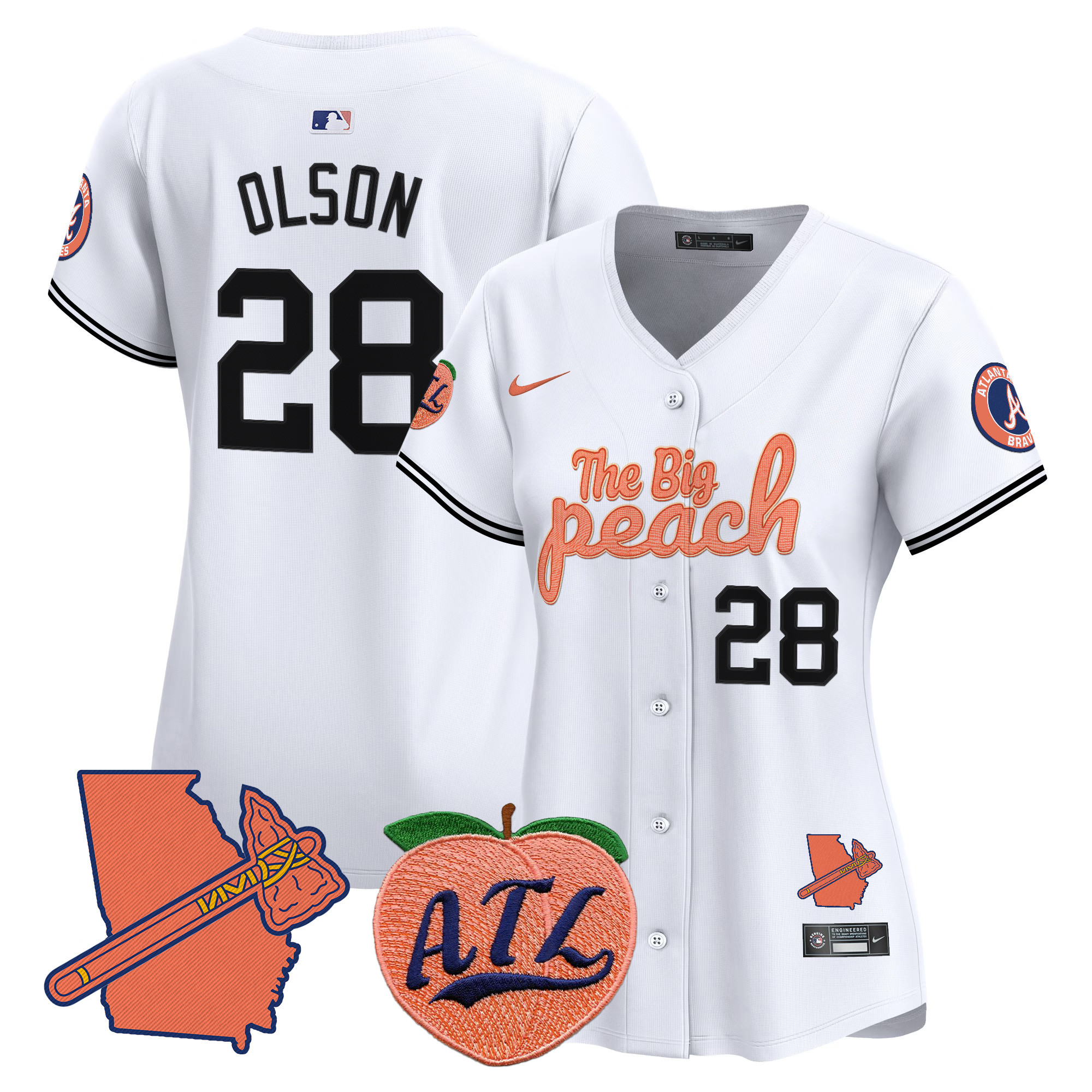 Women's Matt Olson Atlanta Braves The Big Peach Vapor Premier Limited White Jersey - All Stitched