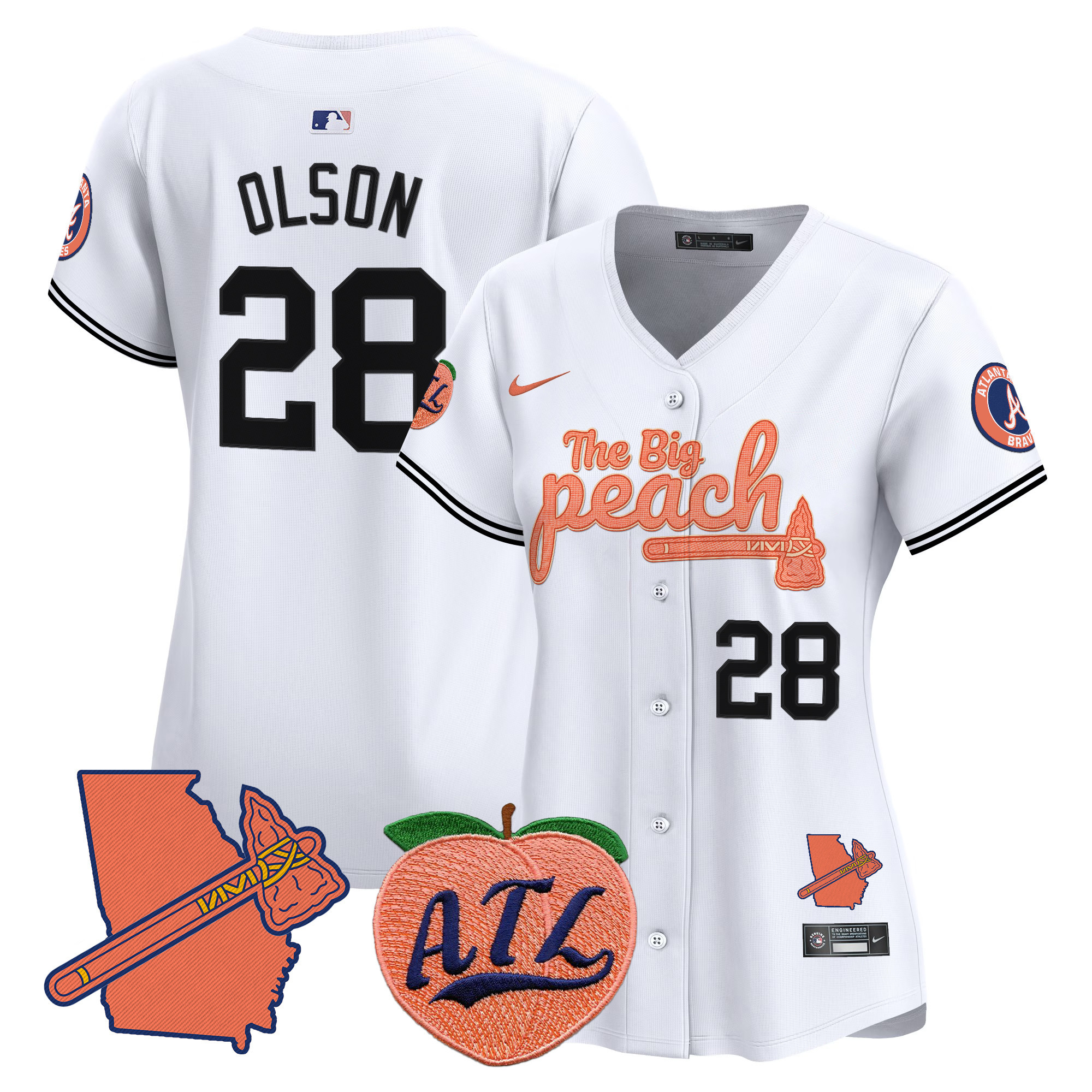 Women's Matt Olson Atlanta Braves The Big Peach Vapor Premier Limited White Jersey V2 - All Stitched
