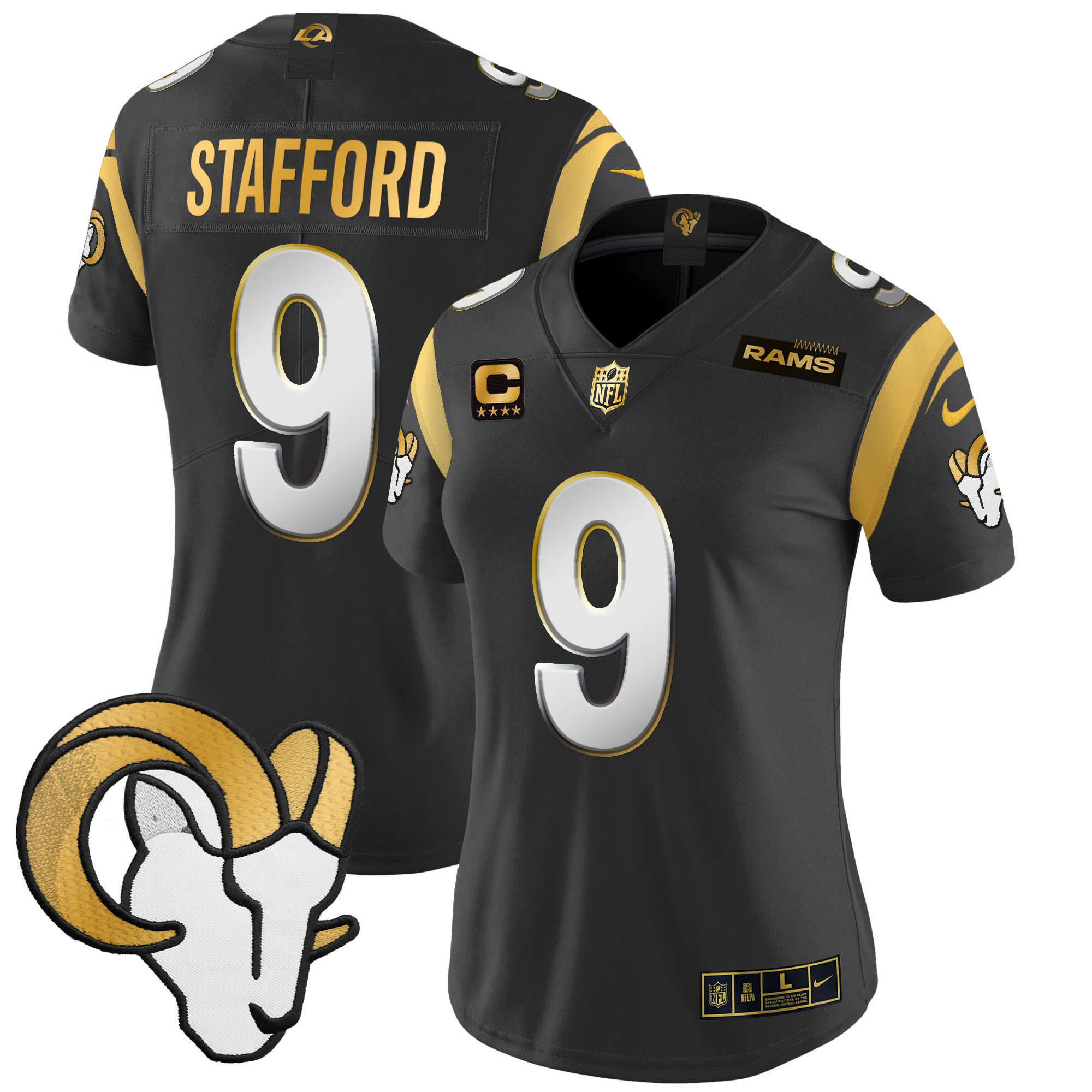 Women's Matthew Stafford Los Angeles Rams 2024 Gold Vapor Limited Black Limited Jersey - All Stitched