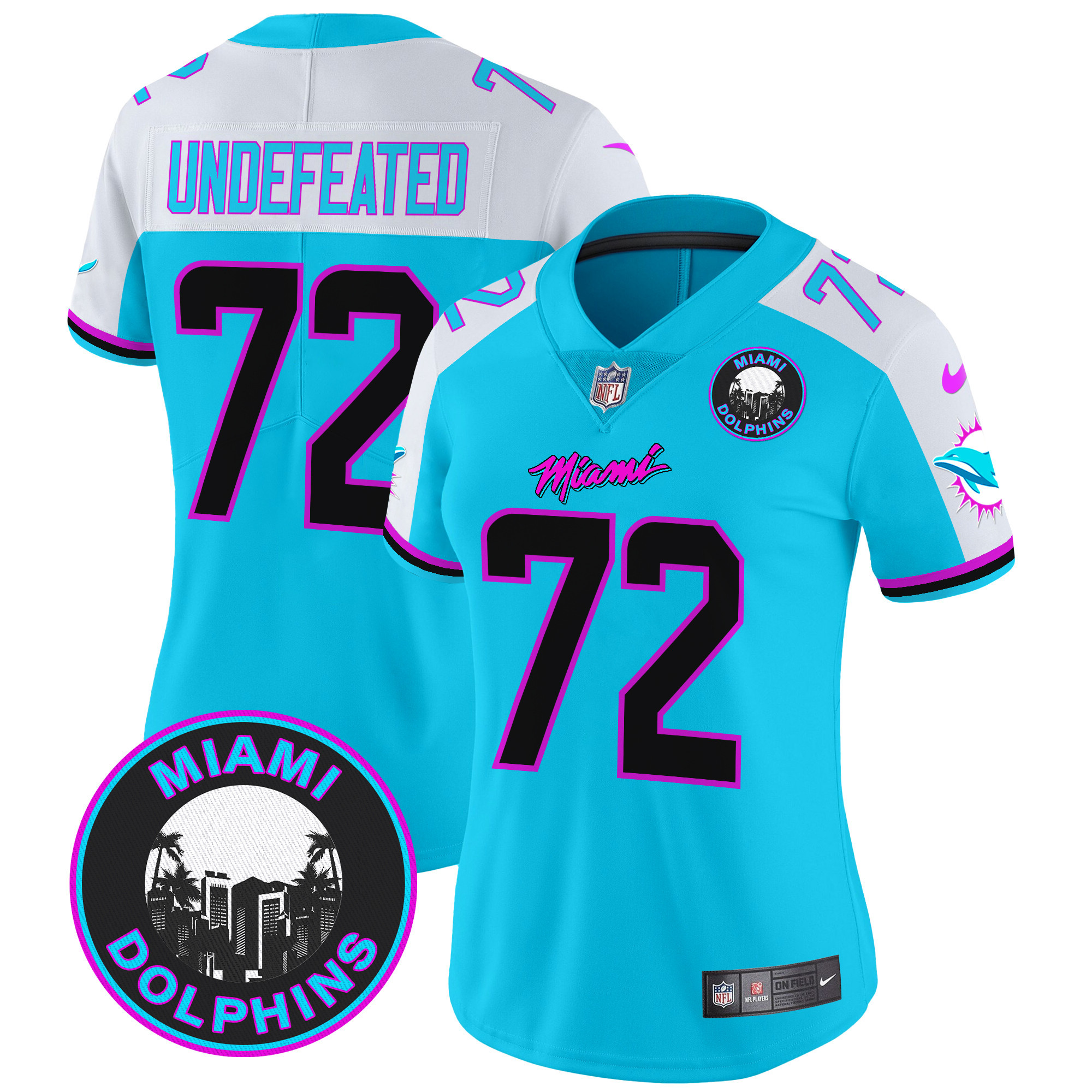 Women's Miami Dolphins "Miami Vice" Vapor Limited Undefeated Aqua Alternate Jersey V3 - All Stitched