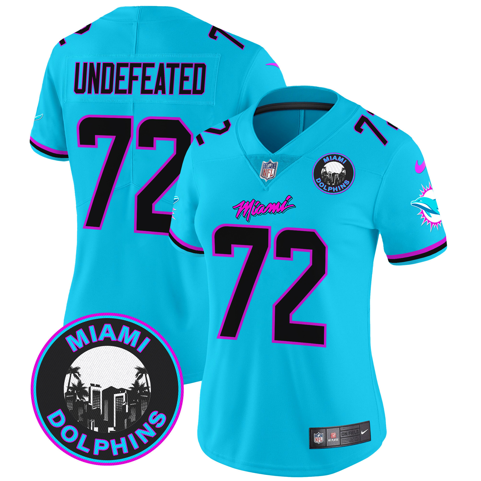 Women's Miami Dolphins "Miami Vice" Vapor Limited Undefeated Aqua Jersey V3 - All Stitched