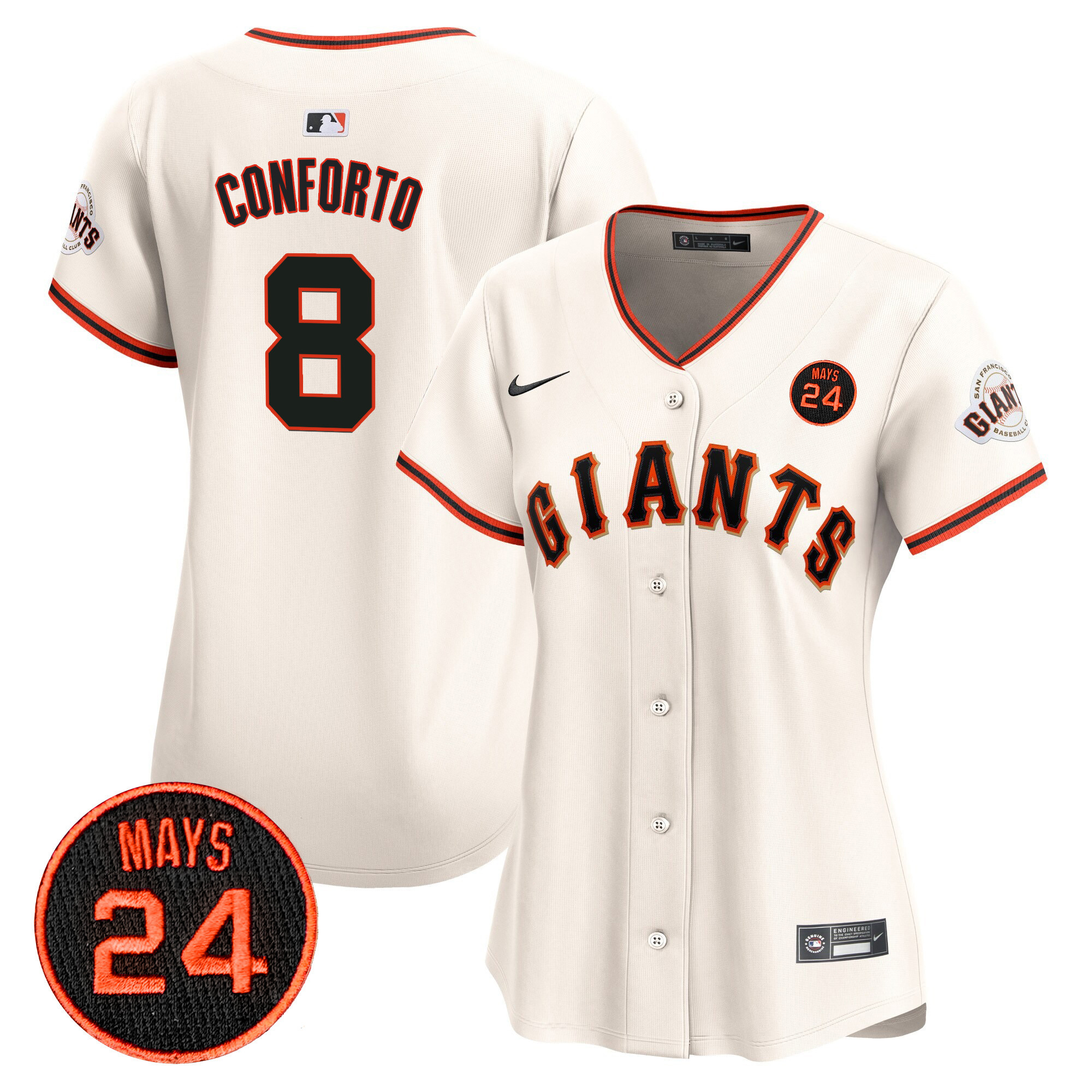 Women's Michael Conforto San Francisco Giants 2024 Willie Mays Patch Vapor Premier Limited Cream Jersey V3 - All Stitched