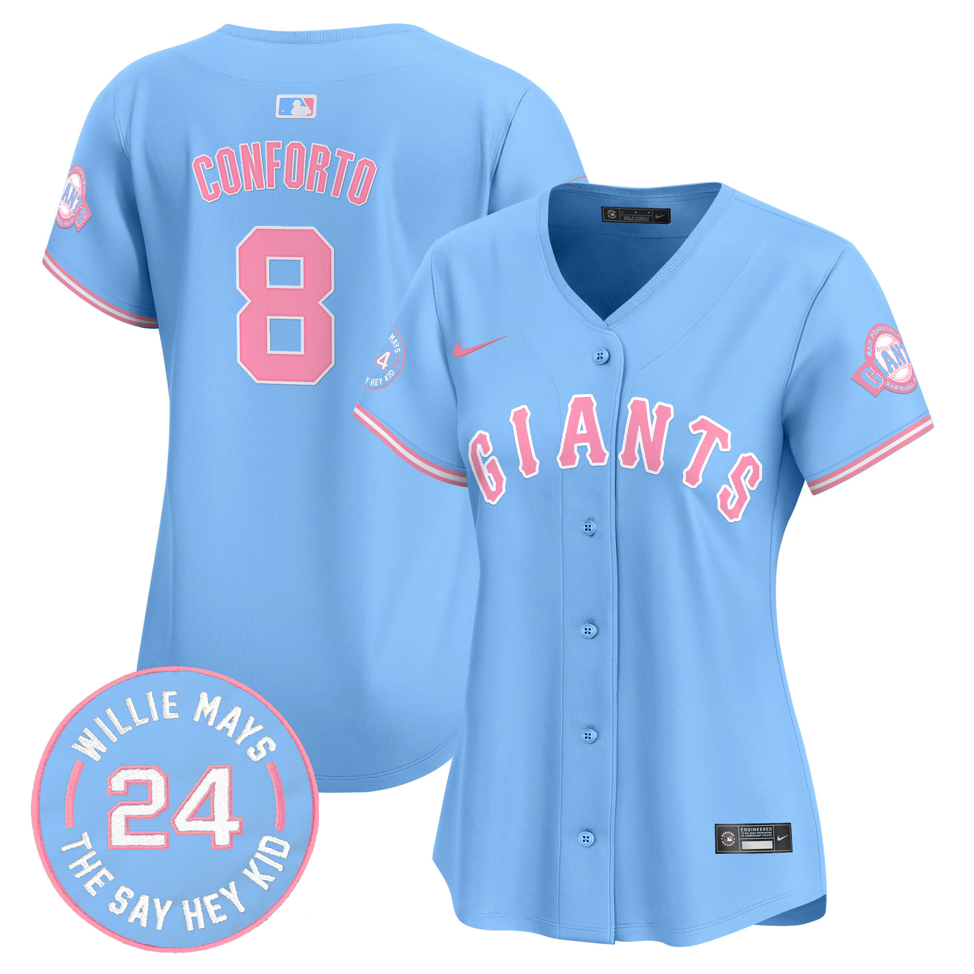 Women's Michael Conforto Unisex San Francisco Giants Bubblegum Pink Vapor Premier Limited Light Blue Jersey - All Stitched