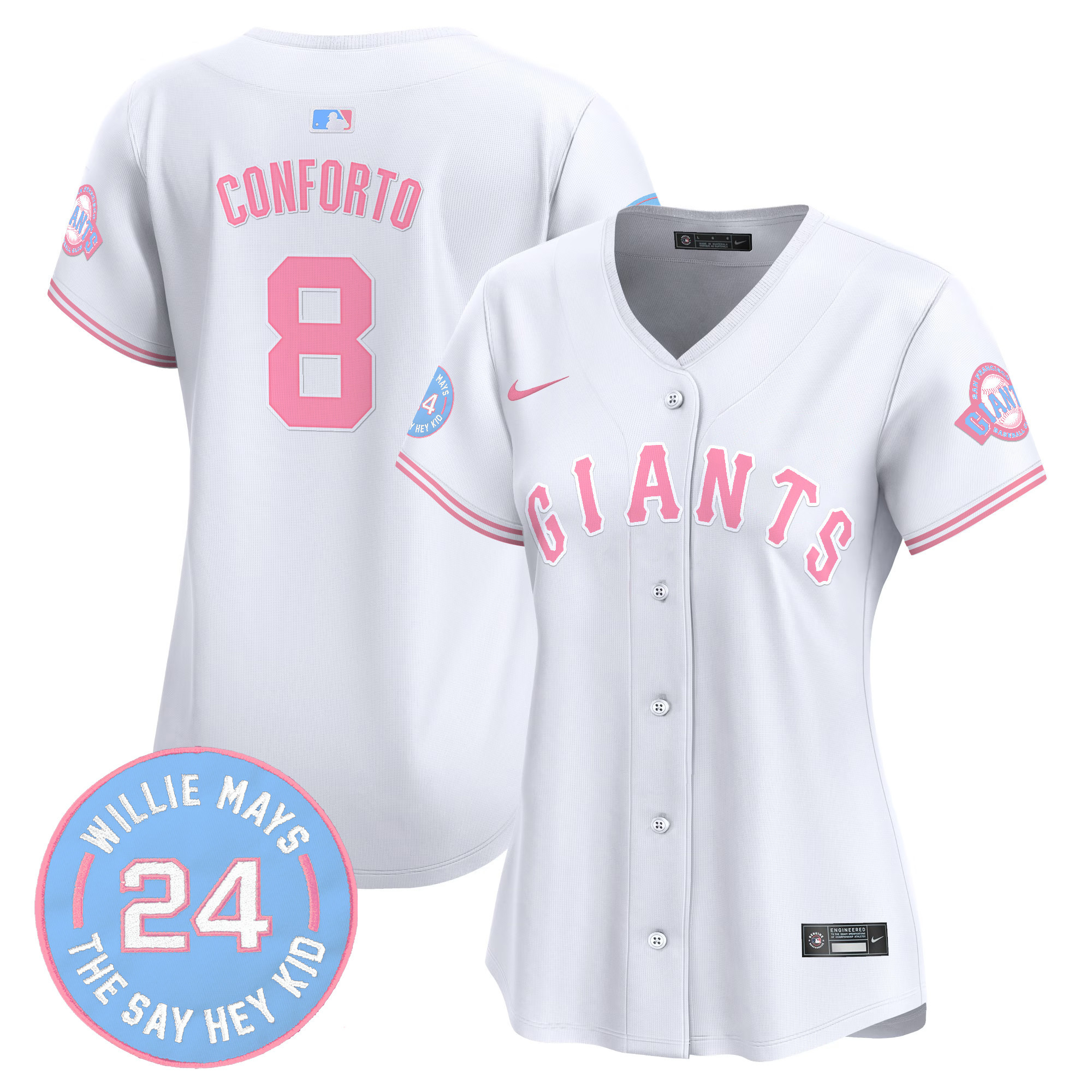 Women's Michael Conforto Unisex San Francisco Giants Bubblegum Pink Vapor Premier Limited White Jersey - All Stitched