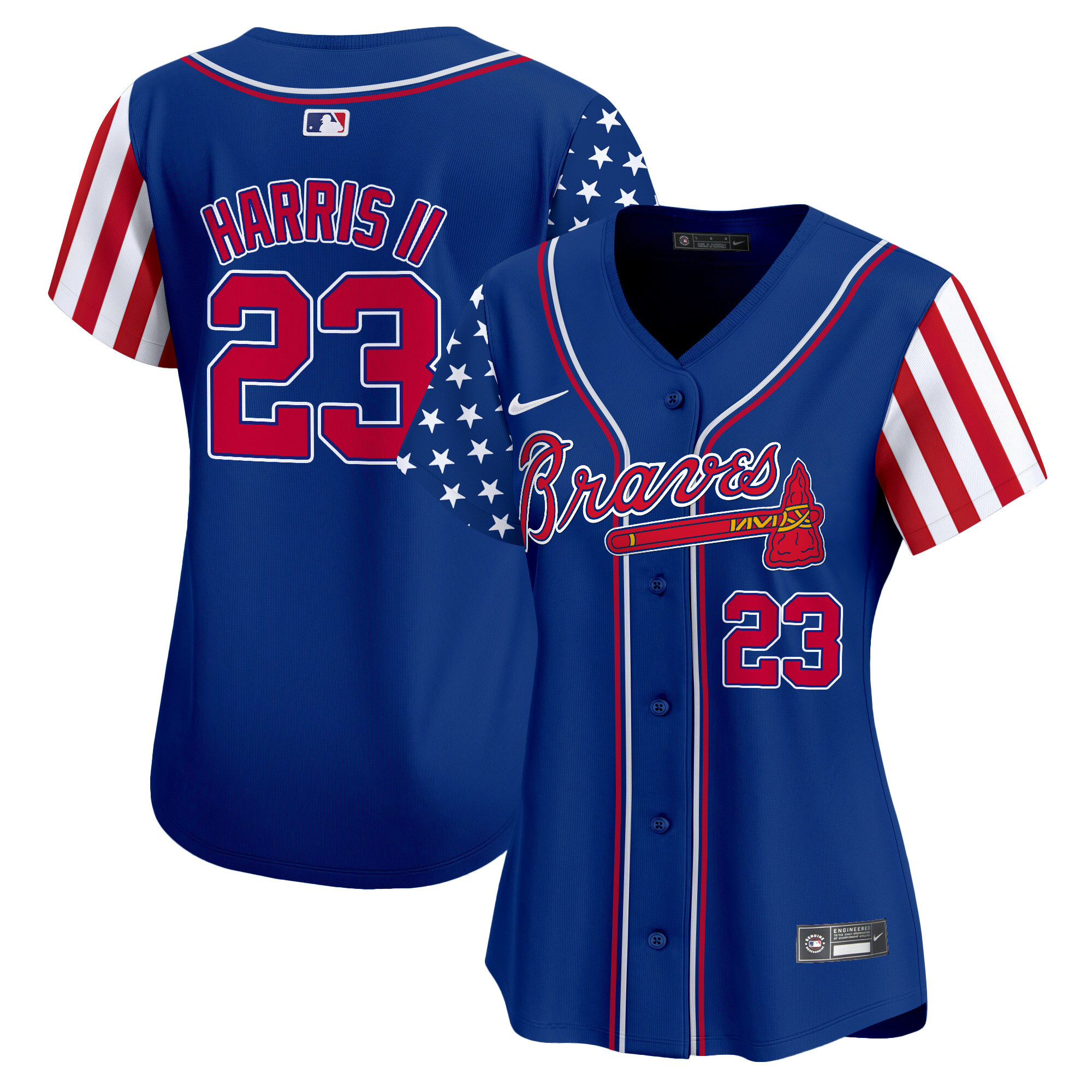 Women's Michael Harris II Atlanta Braves 2024 Independence Day Vapor Premier Limited Royal Jersey - All Stitched
