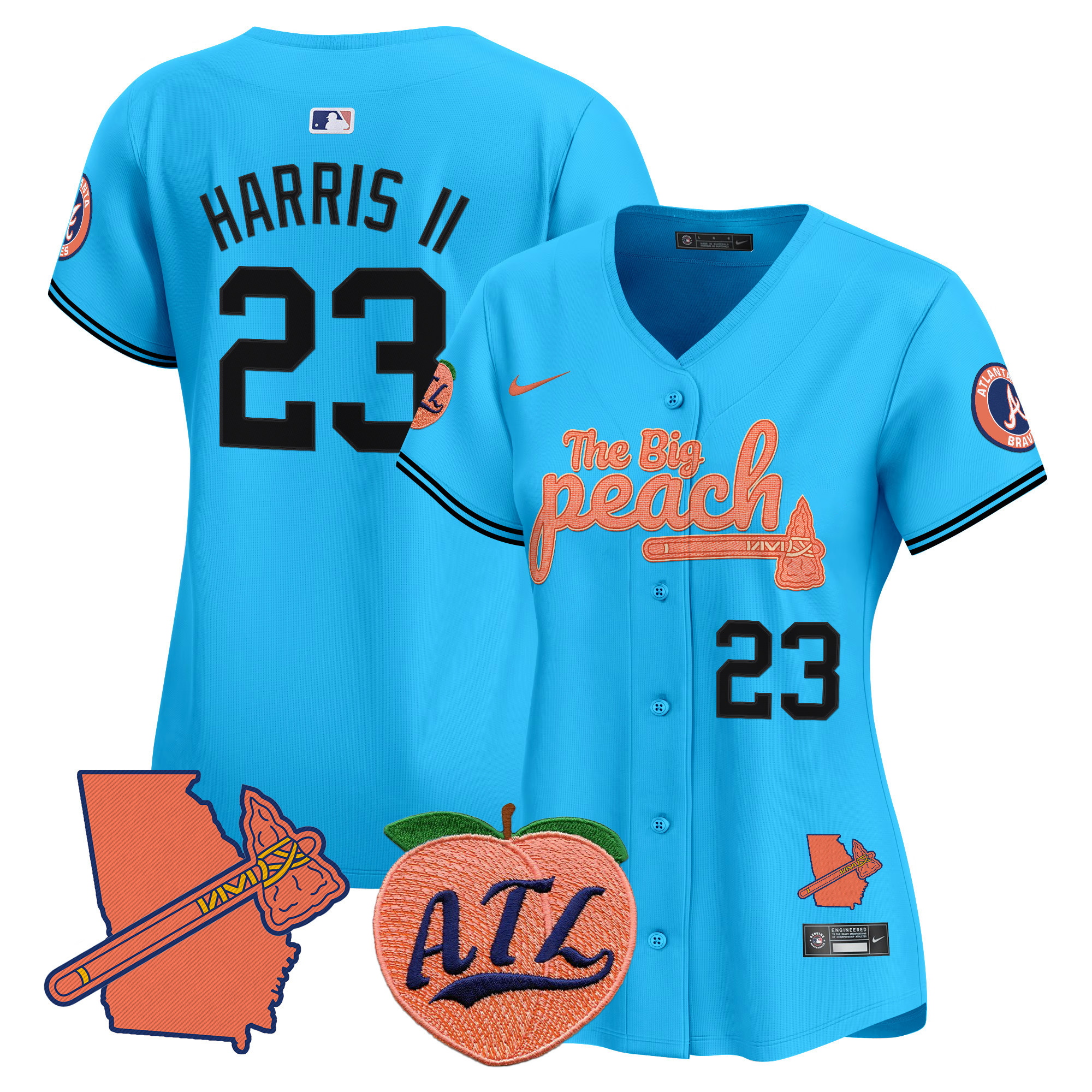Women's Michael Harris II Atlanta Braves The Big Peach Vapor Premier Limited Light Blue Jersey V2 - All Stitched