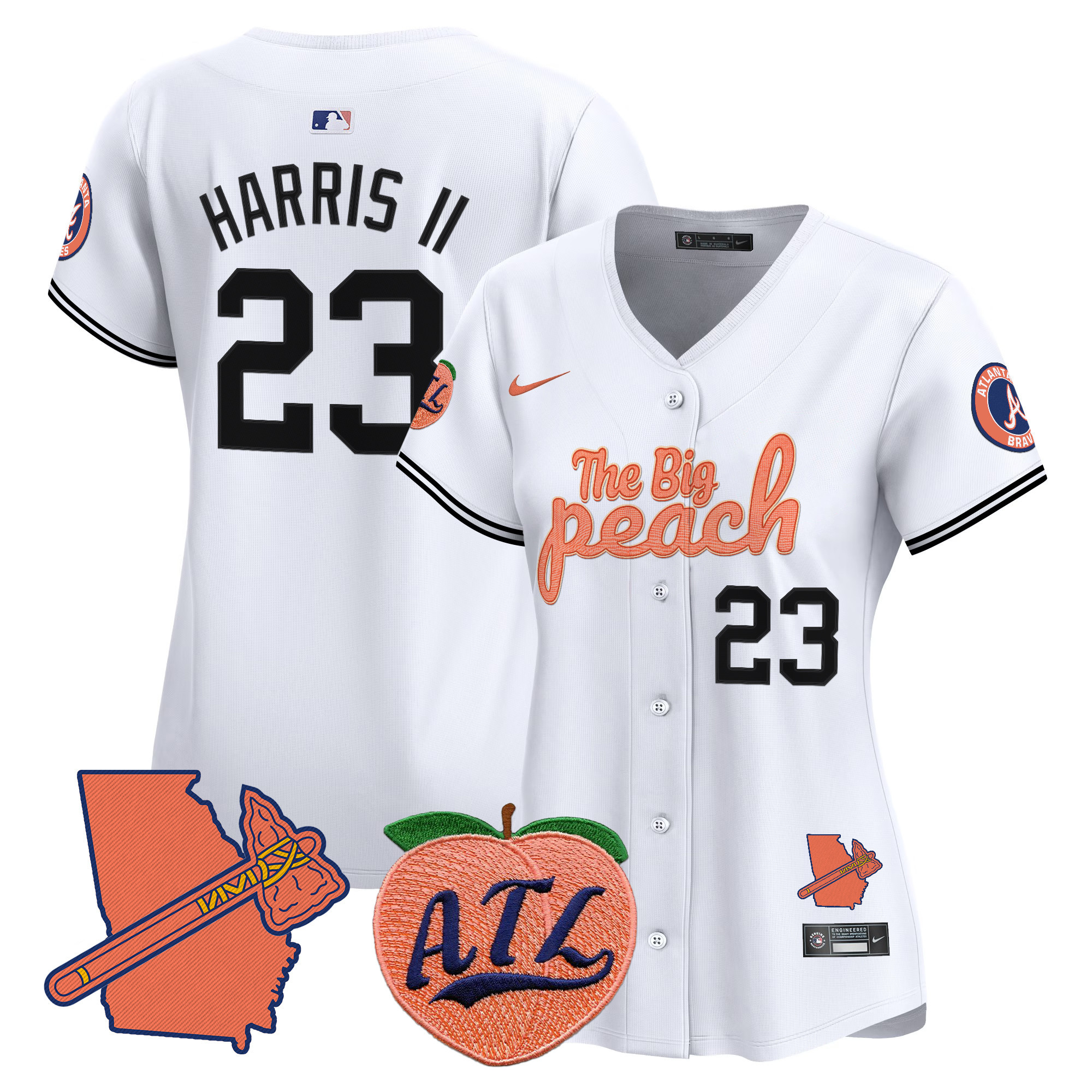 Women's Michael Harris II Atlanta Braves The Big Peach Vapor Premier Limited White Jersey - All Stitched