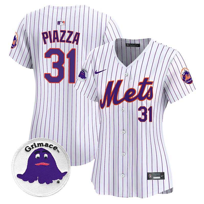 Women's Mike Piazza New York Mets Grimace Vapor Premier Limited Pinstripe Jersey - All Stitched