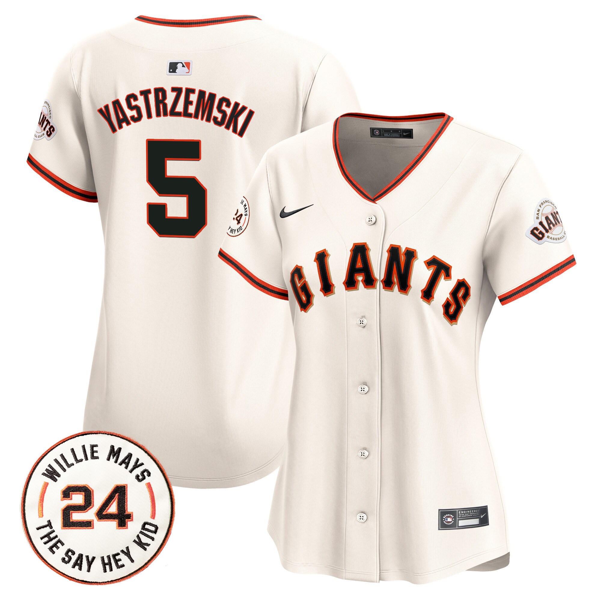 Women's Mike Yastrzemski San Francisco Giants 2024 Willie Mays Patch Vapor Premier Limited Cream Jersey - All Stitched