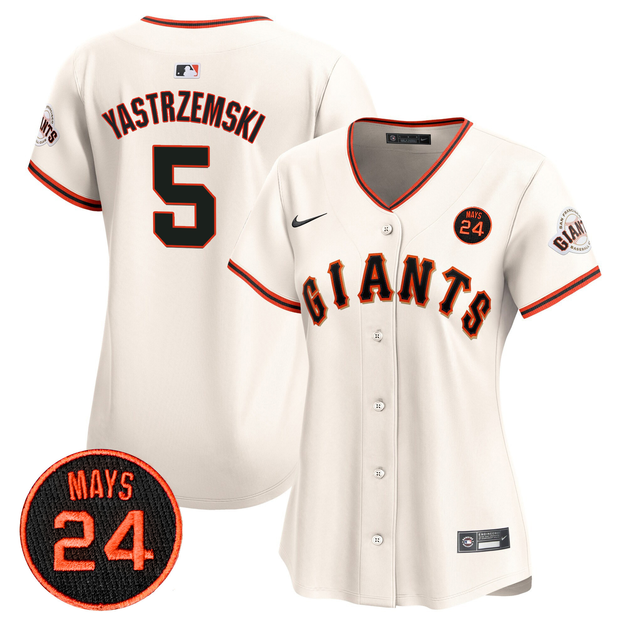 Women's Mike Yastrzemski San Francisco Giants 2024 Willie Mays Patch Vapor Premier Limited Cream Jersey V3 - All Stitched