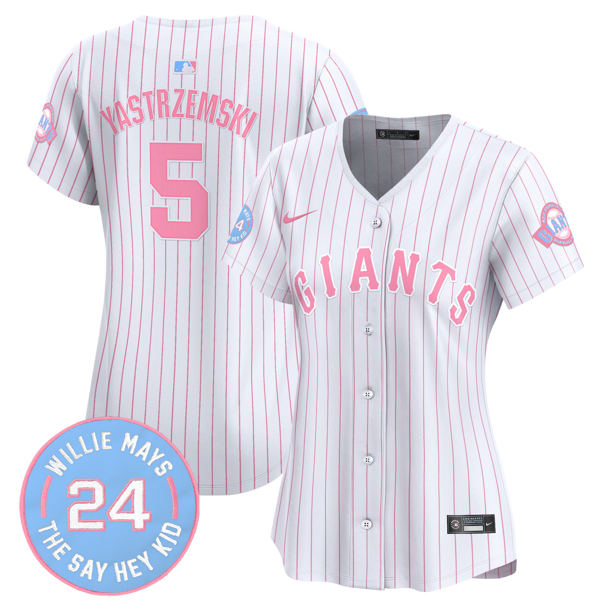 Women's Mike Yastrzemski Unisex San Francisco Giants Bubblegum Pink Vapor Premier Limited Pinstripe Jersey - All Stitched