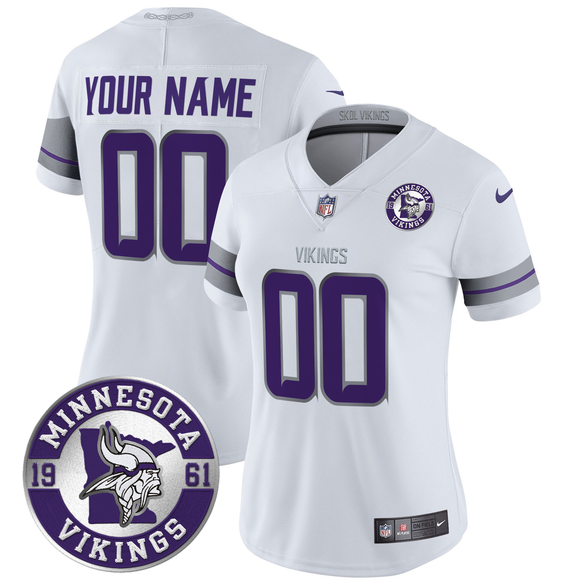Women's Minnesota Vikings 2024 Vapor Limited Custom White Jersey - All Stitched