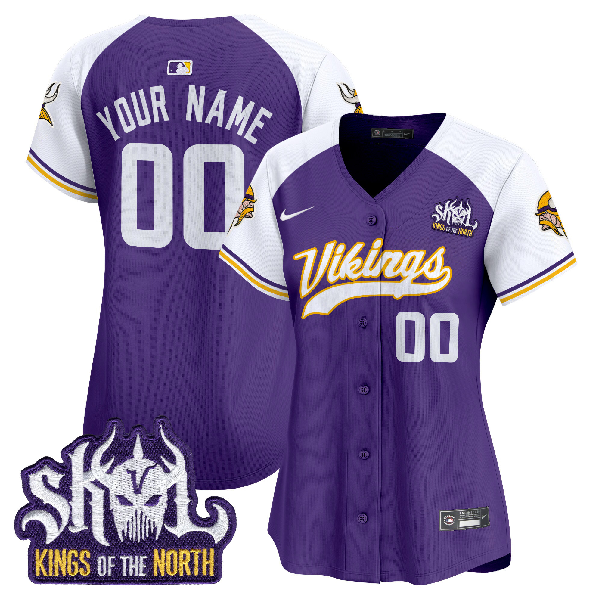 Women's Minnesota Vikings King Of The North Patch Throwback Vapor Premier Limited Custom Purple Alternate Jersey - All Stitched