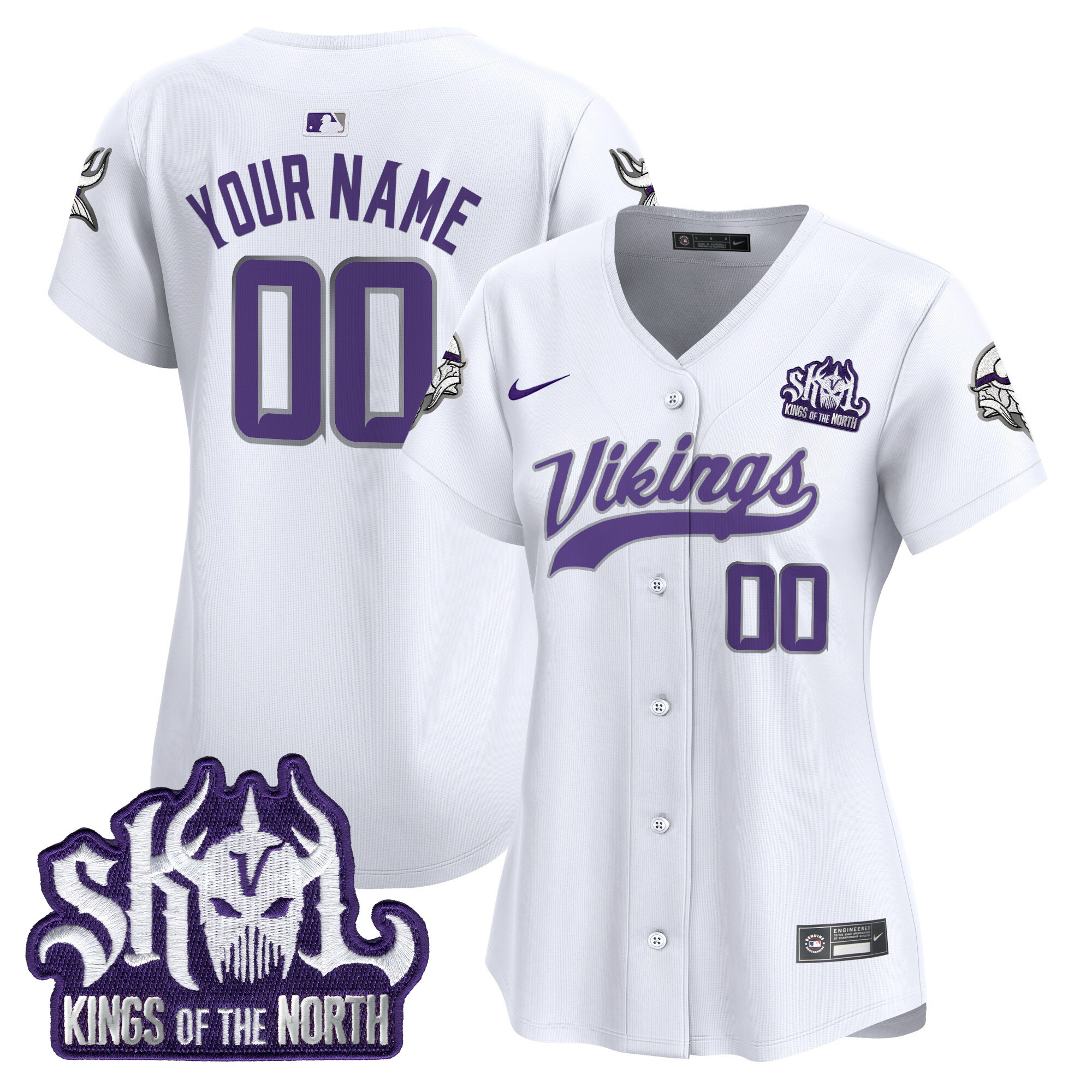 Women's Minnesota Vikings King Of The North Patch Throwback Vapor Premier Limited Custom Winter Warrior Jersey - All Stitched