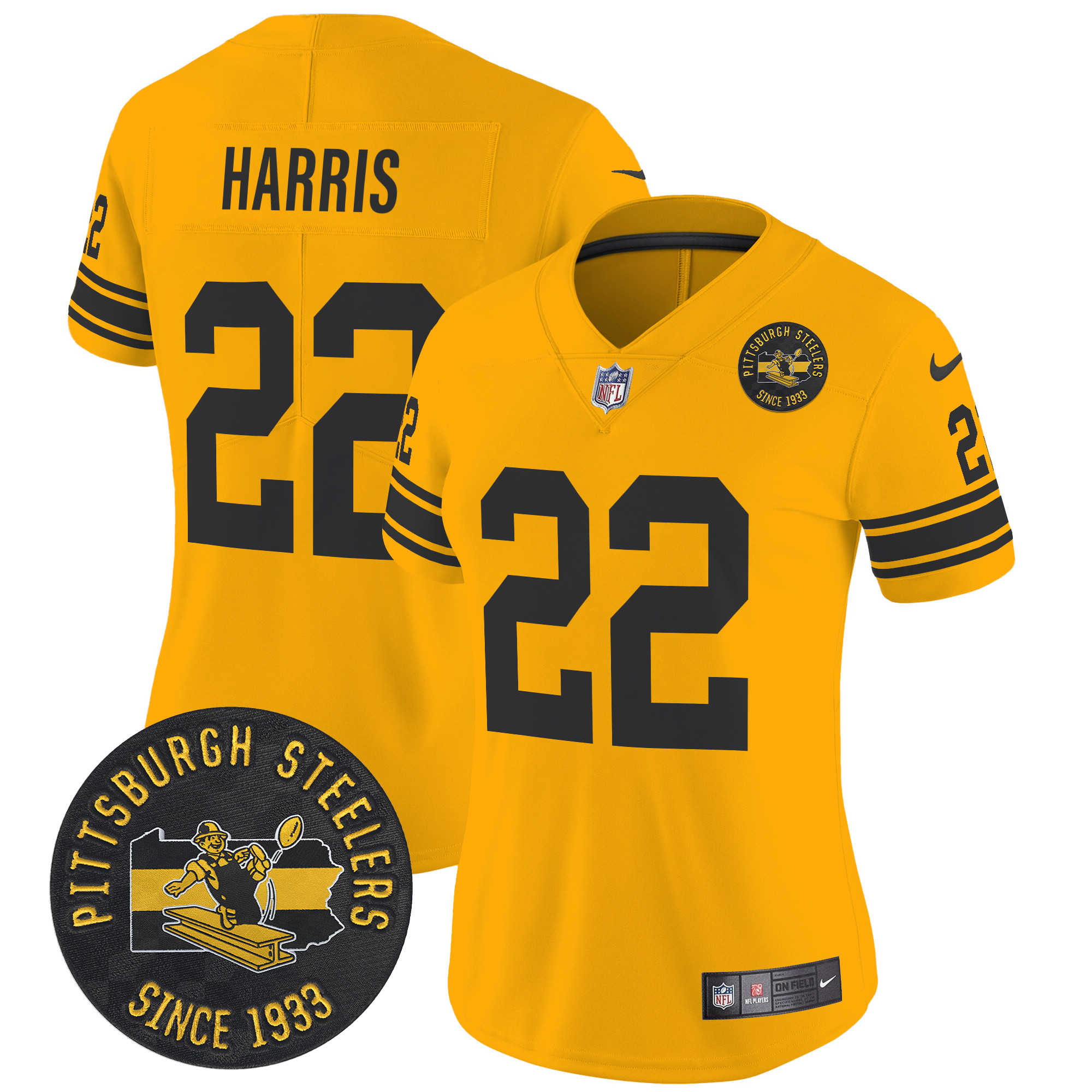 Women's Najee Harris Pittsburgh Steelers Throwback 1962 Vapor Limited Gold Jersey - All Stitched