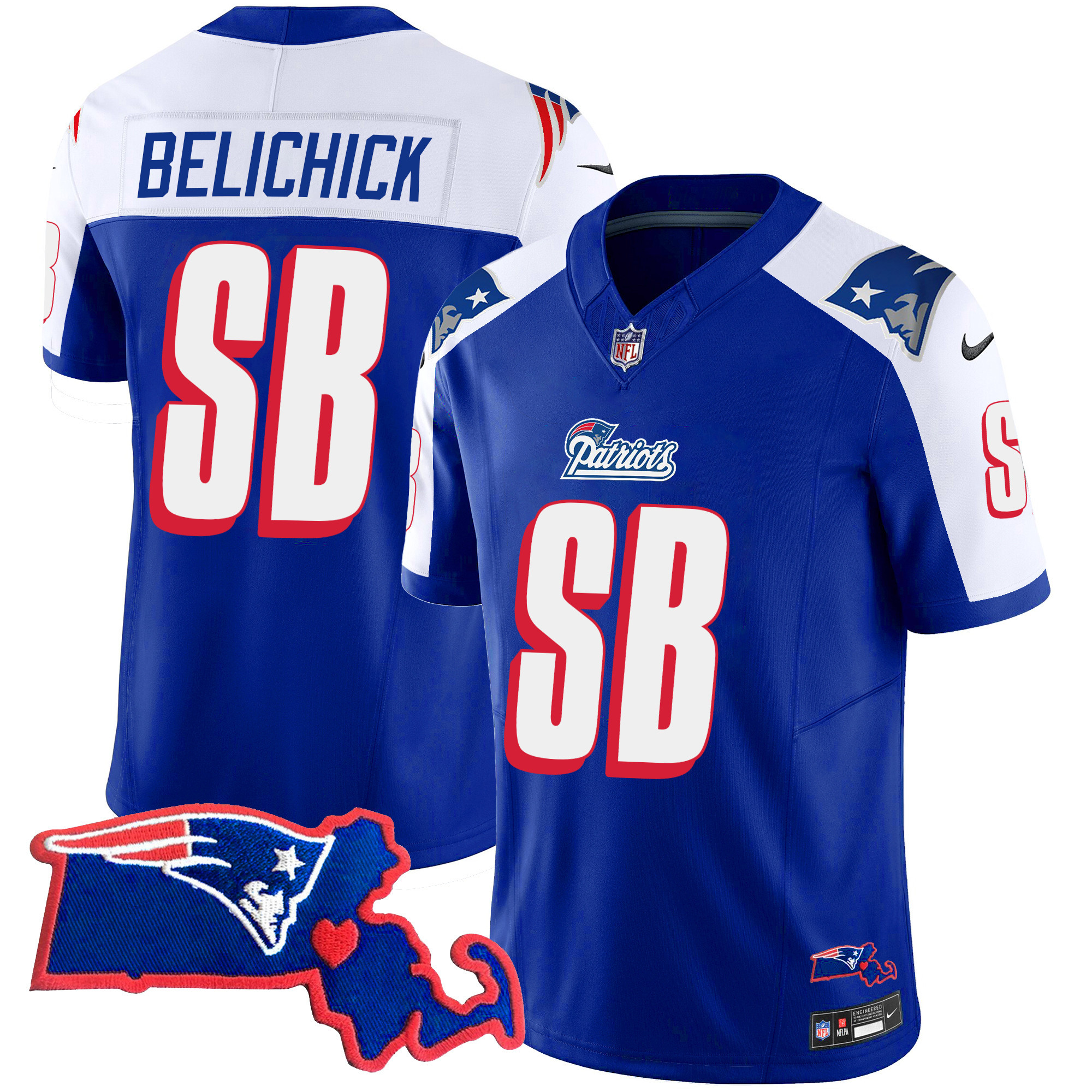 Women's New England Patriots Bill Belichick "SB 36, 38, 39, 49, 51 Champions" Vapor 1996 Alternate Jersey - All Stitched 