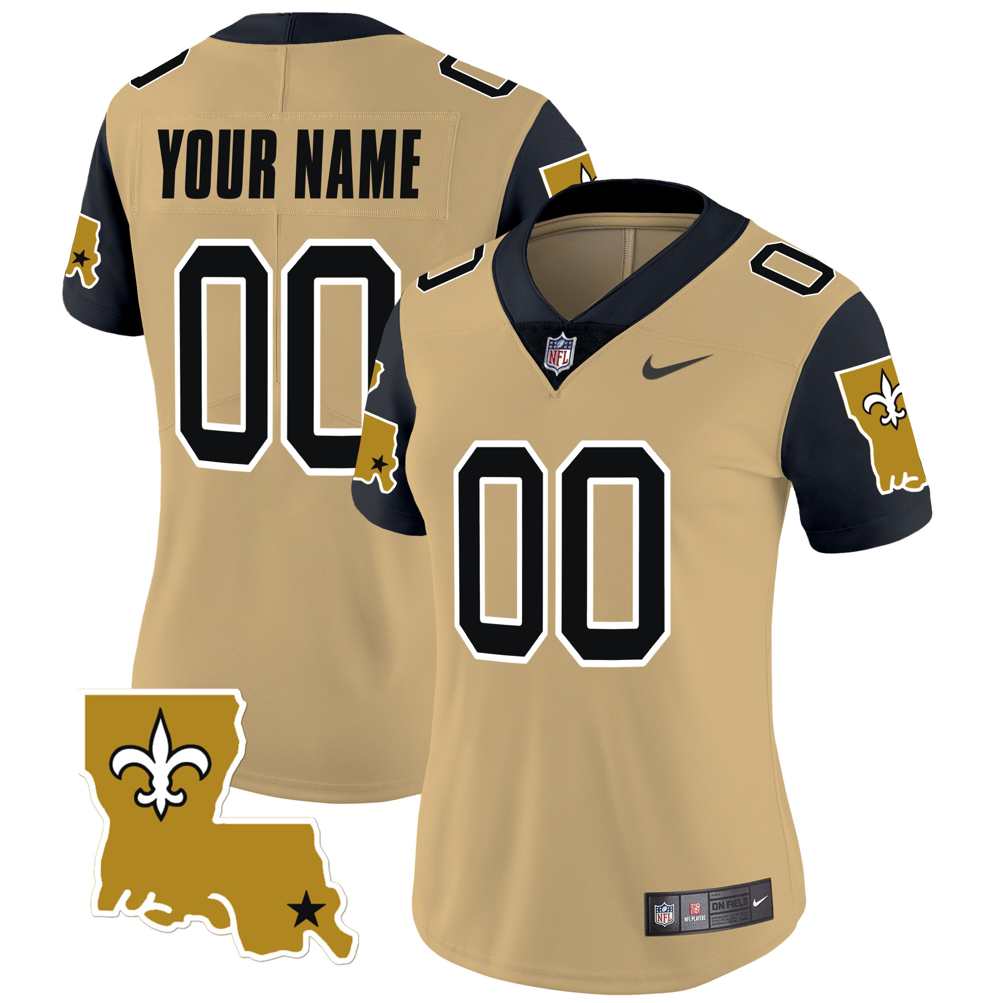Women's New Orleans Saints 1987 Legacy Vapor Limited Custom Gold Jersey V2 - All Stitched