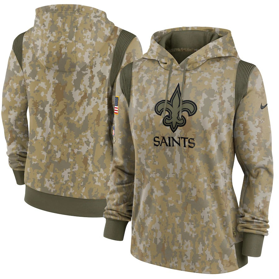 Women’s New Orleans Saints Nike Olive 2021 Salute To Service Therma Performance Pullover Hoodie